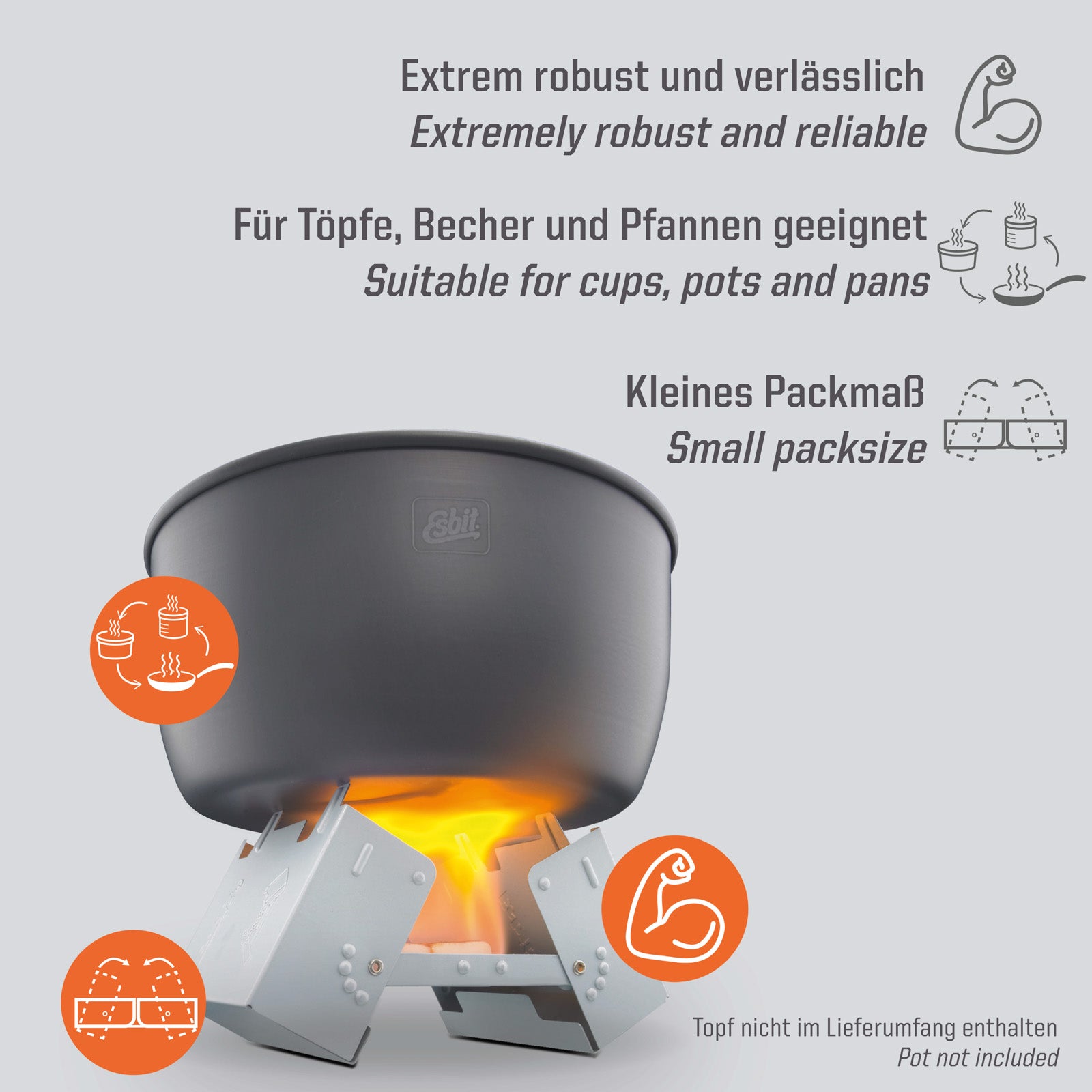 ESBIT Trockenbrennstoff Taschenkocher Outdoor Camping Kocher Klein Leicht 12x14g