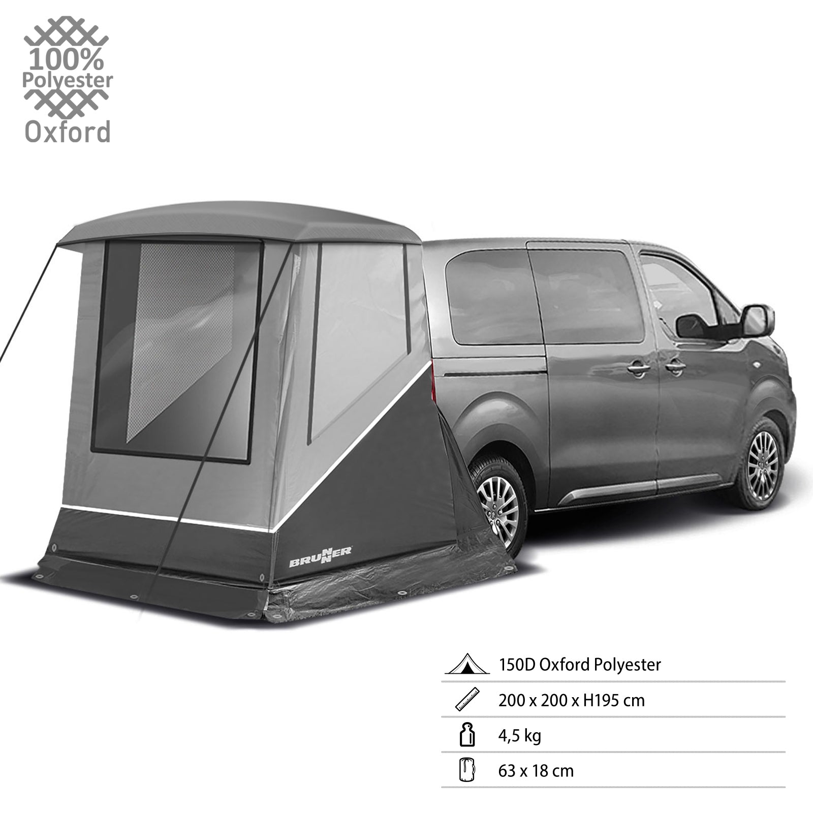 BRUNNER Achtertent Escape Mini Camper Bus Voortent SUV Auto Achterklep Kamperen