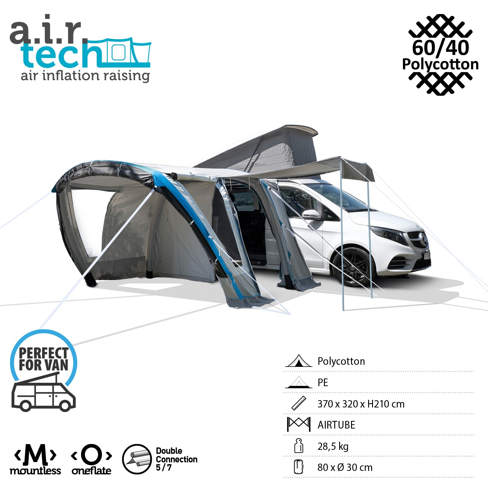 BRUNNER Bus Vorzelt Air Travel II Camping Zelt Luftzelt Van Aufblasbar Baumwolle