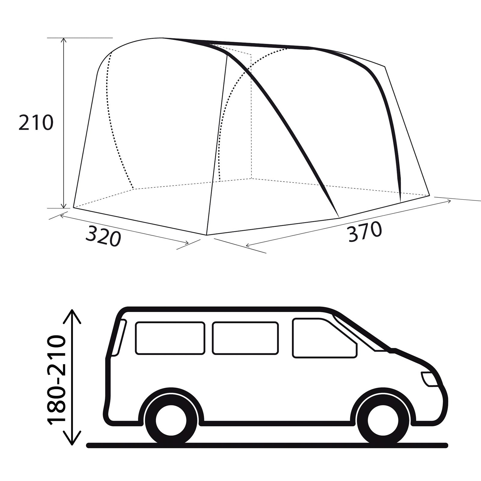 BRUNNER Bus Vorzelt Air Travel II Camping Zelt Luftzelt Van Aufblasbar Baumwolle