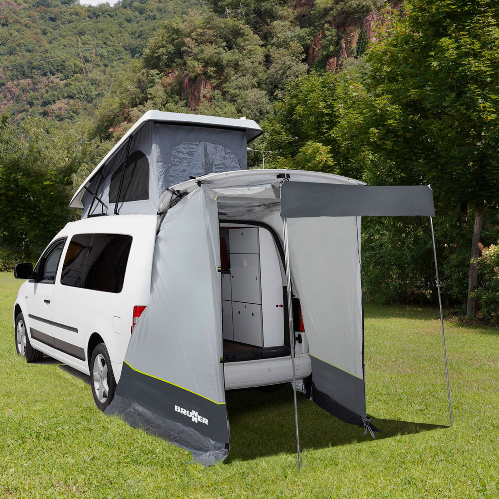 BRUNNER Achtertent Pilote Caddy Mini Camper Bus Voortent SUV Achterklep Kamperen