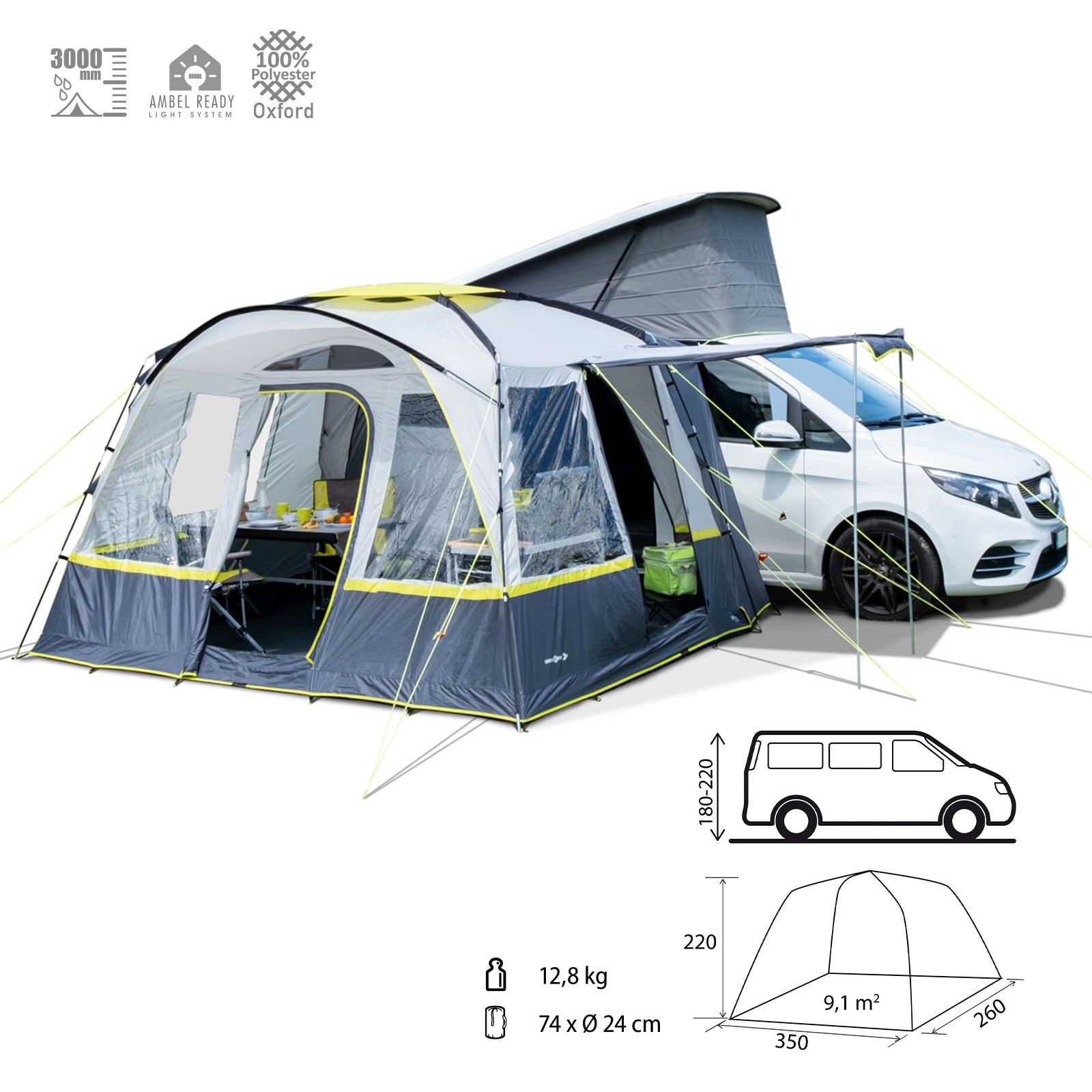 BRUNNER Buszelt Rambler Bus Vor Zelt Van SUV Camping Vorzelt Busvorzelt 3000 mm