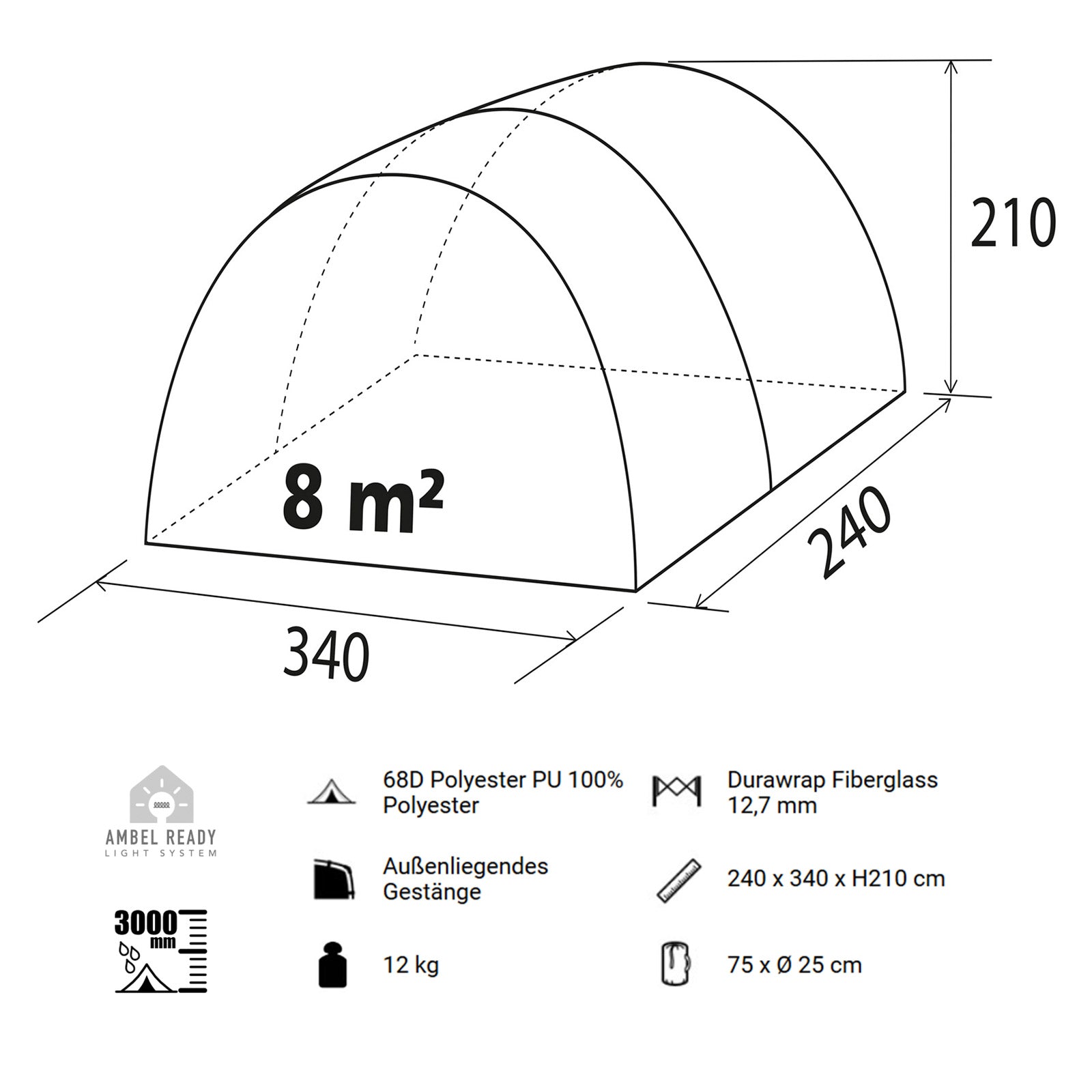 BRUNNER Bus Awning Beyond Van SUV VW Bus Tent Bus Awning Camping 3000 mm WS