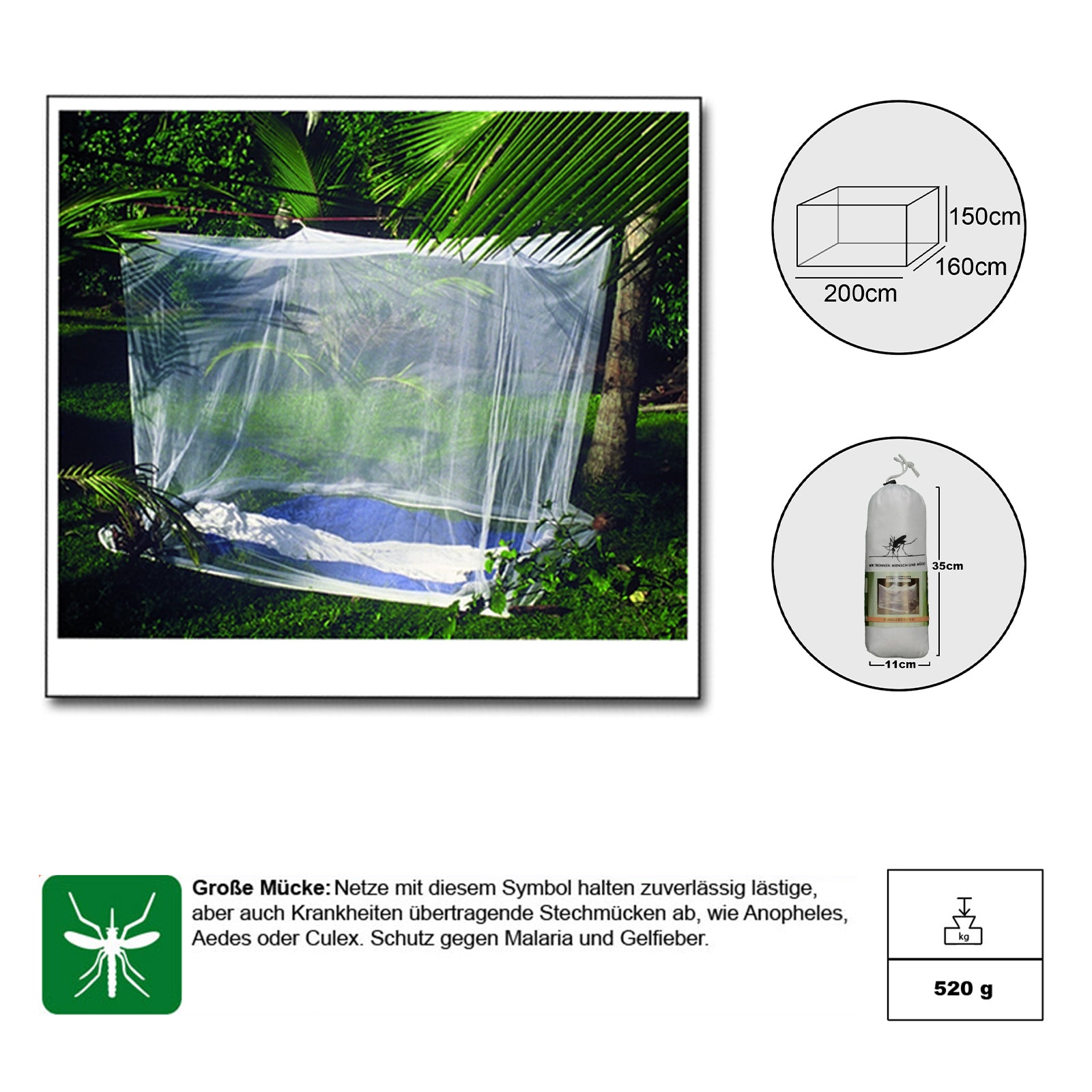 BRETTSCHNEIDER Standard Box II Moustiquaire de voyage Protection contre les insectes XL