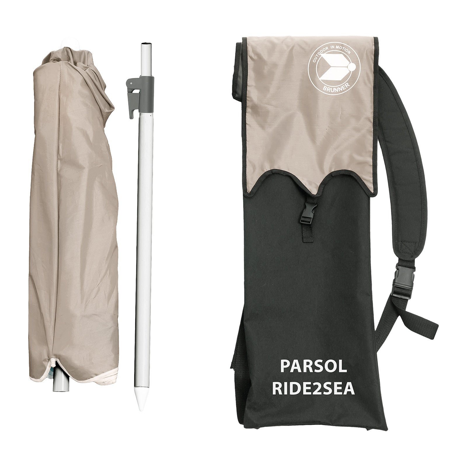 Parasol de plage BRUNNER Parsol Ride2Sea, protection UV 50+, camping, Ø 1,8 m
