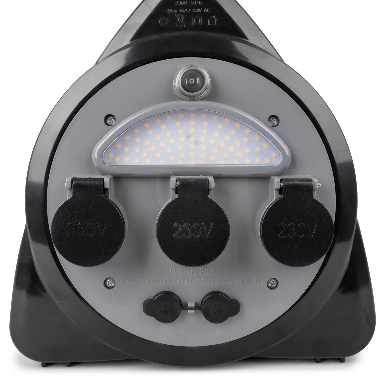 BRUNNER CEE Kabeltrommel Onboard 3er Stecker Schutzkontakt Lampe Outdoor USB 15m