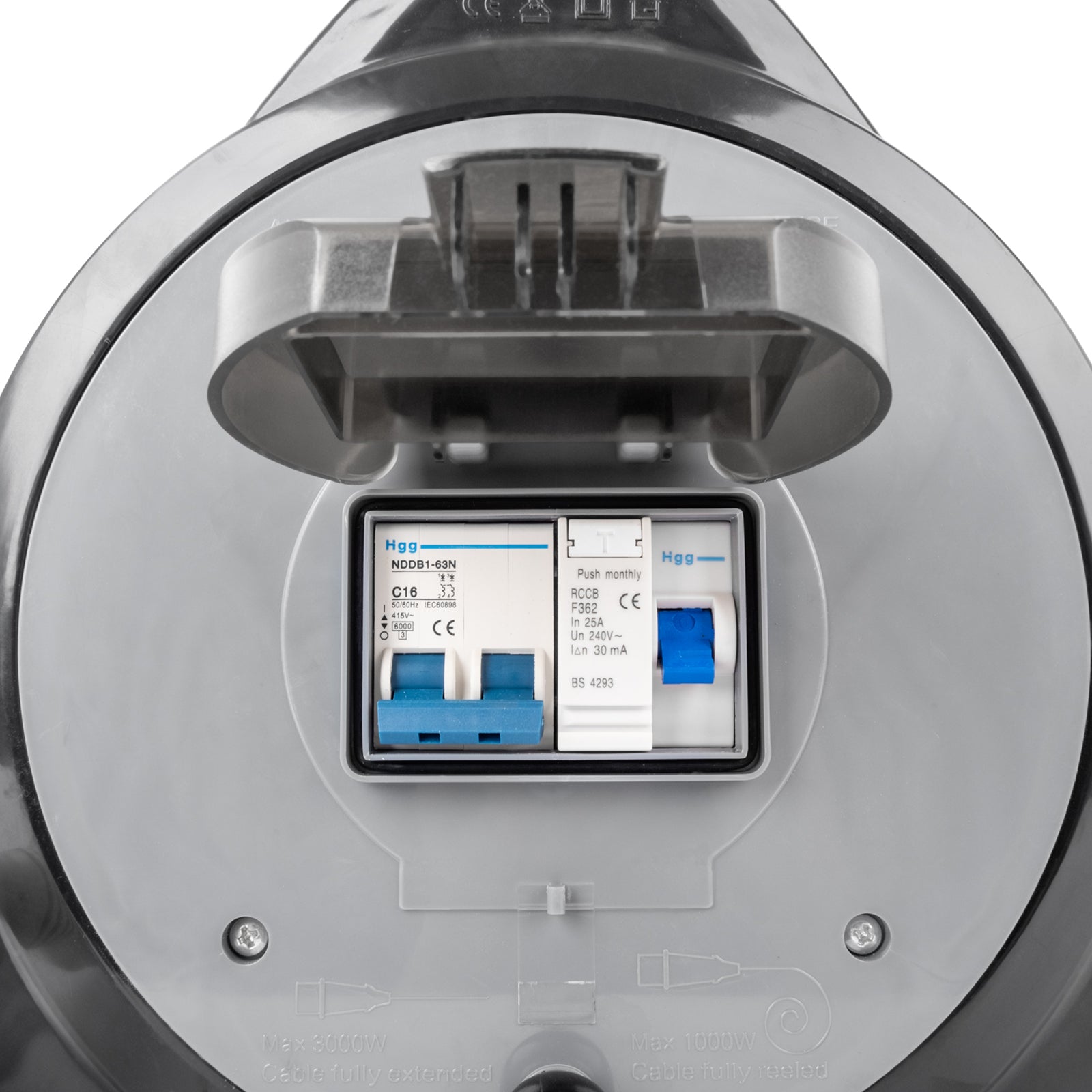 BRUNNER CEE Kabeltrommel Onboard 3er Stecker Schutzkontakt Lampe Outdoor USB 15m