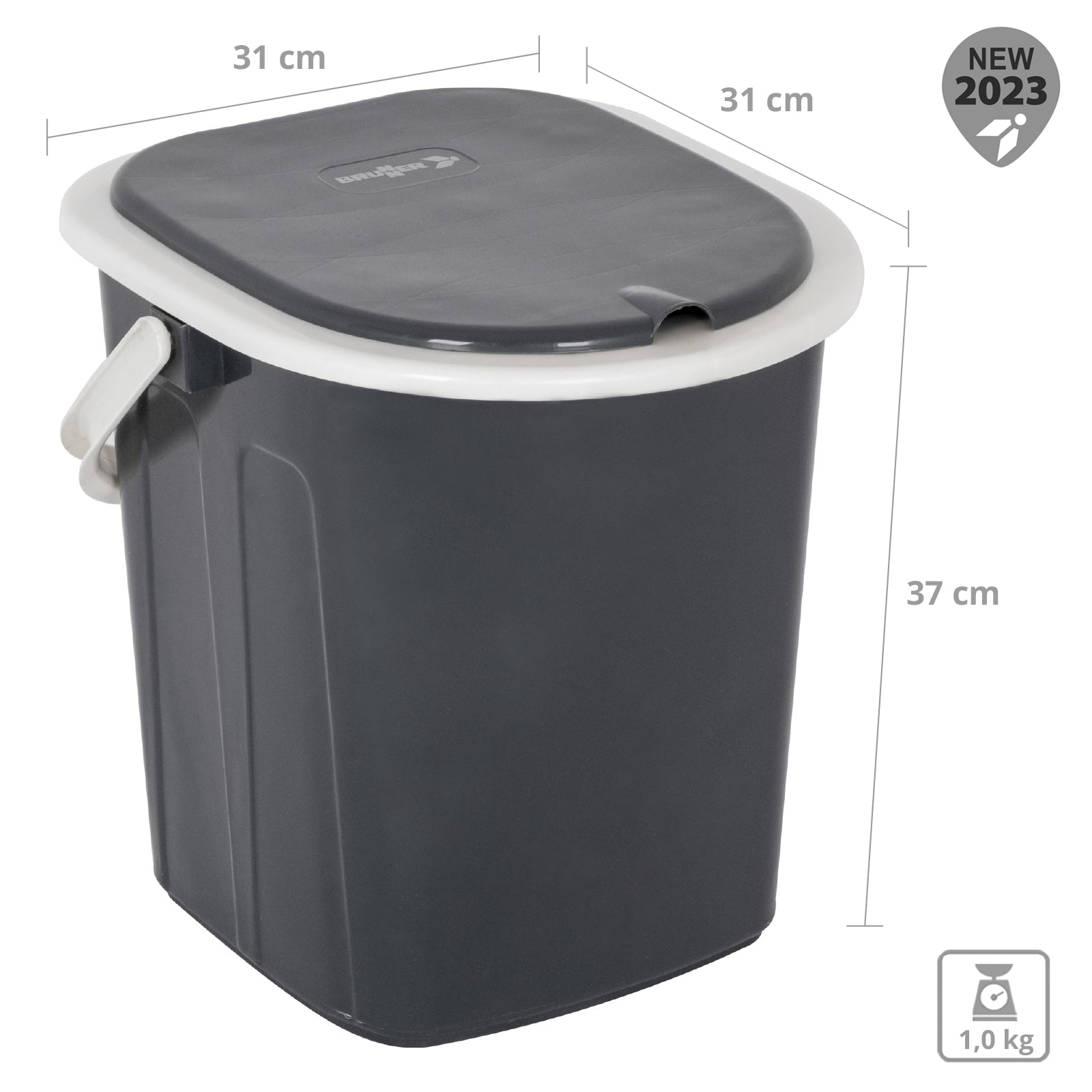 BRUNNER Campingtoilette Optitoil Camping Klo WC Kompost Eimer Toilette 37cm Hoch