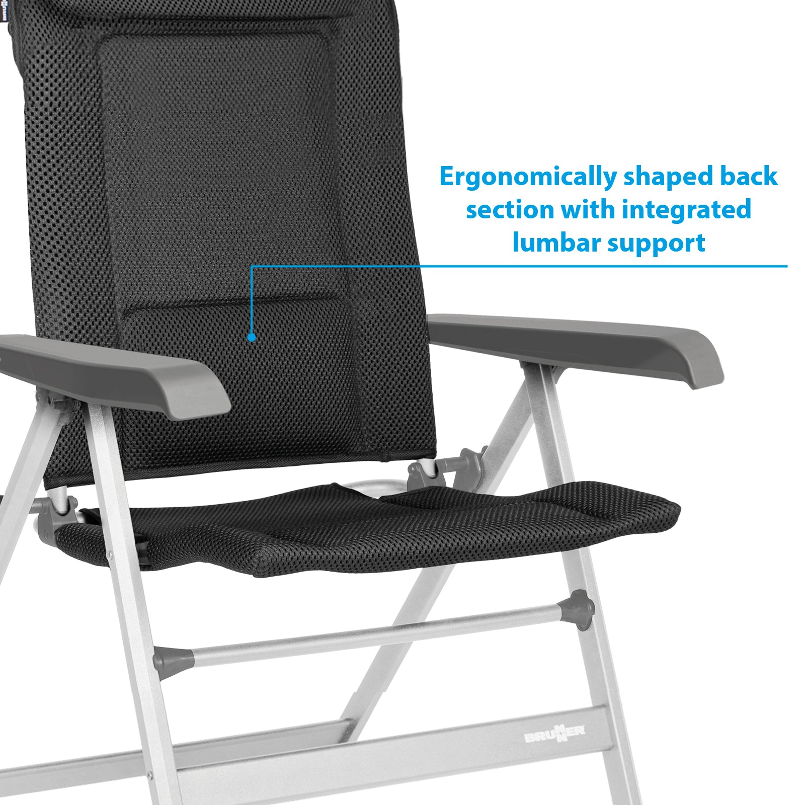 Chaise de camping pliante BRUNNER Rebel H2L, dossier haut réglable en aluminium