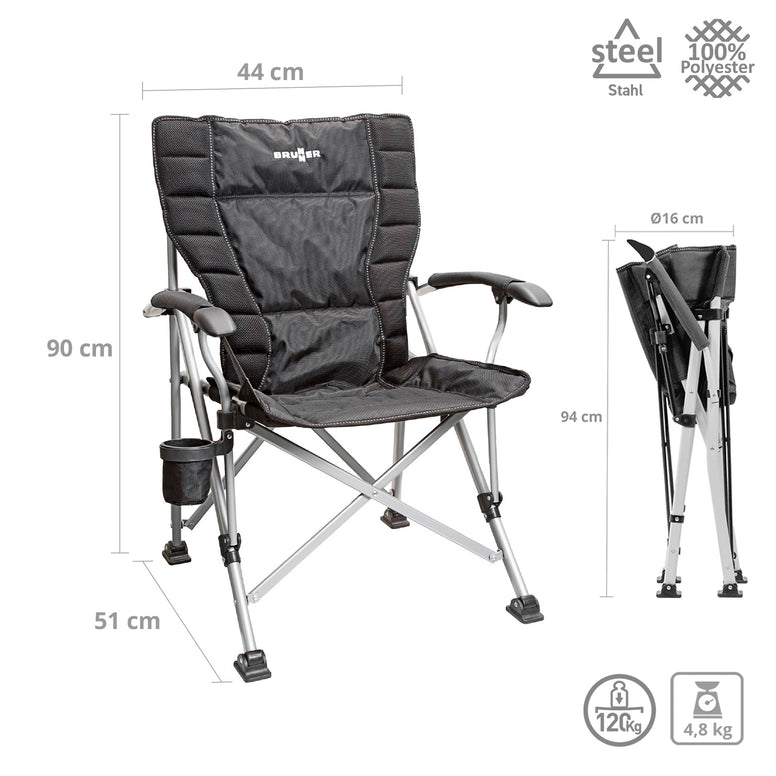 Chaise de camping pliante BRUNNER Raptor NG 2.0, rembourrage 3D, acier, 120 kg