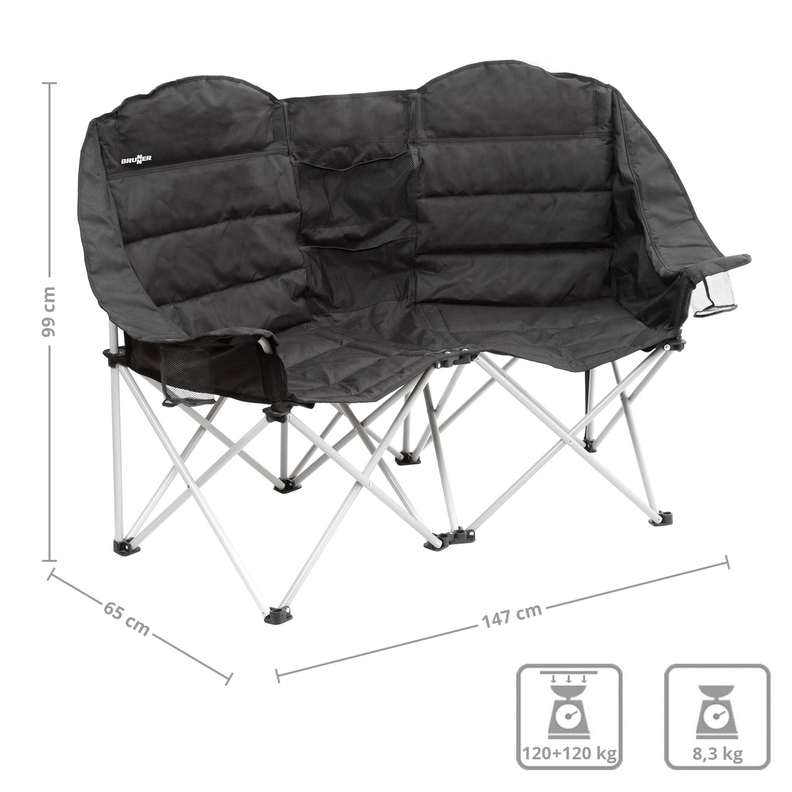 BRUNNER Camping Falt Sofa Rendez-vous Doppel Lounge Klapp Stuhl Garten Couch