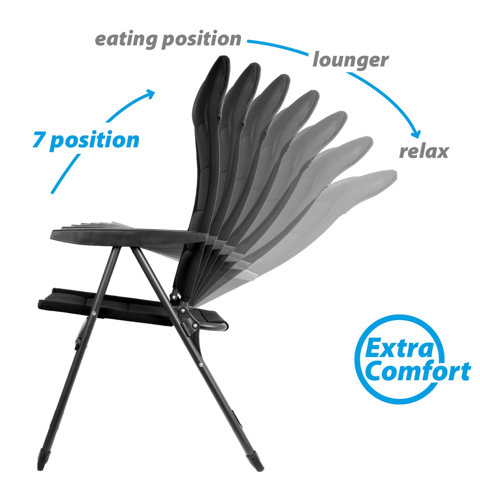 Chaise de camping pliante BRUNNER Skye RT, dossier haut, réglable, en aluminium