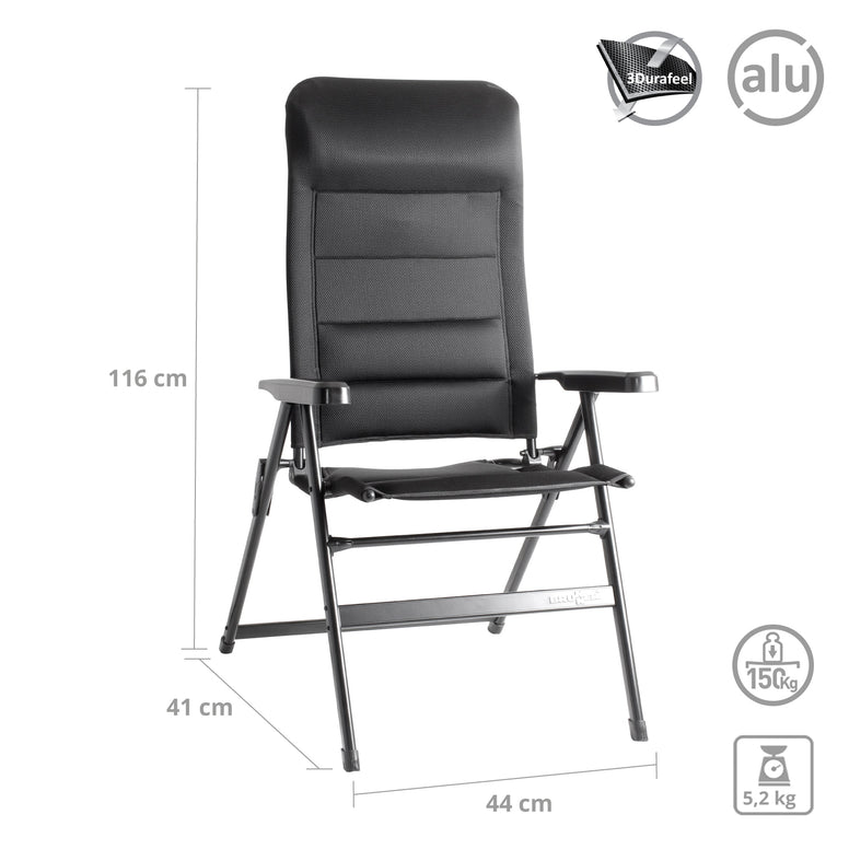 Chaise de camping BRUNNER Aravel 3D chaise pliante fauteuil rembourrage réglable aluminium 150 kg
