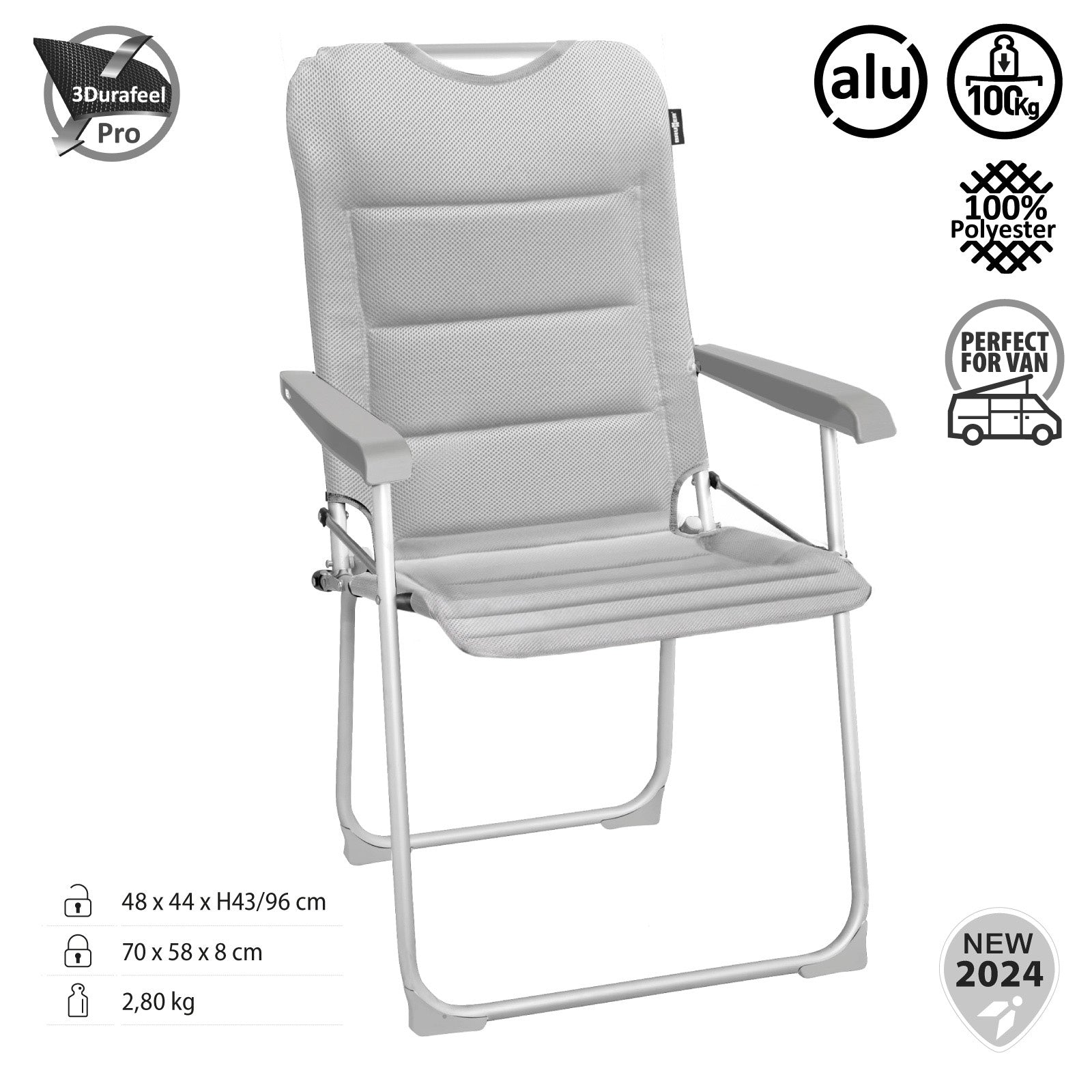 BRUNNER Camping Chair Sangria Folding Chair Foldable Adjustable Lightweight Aluminium