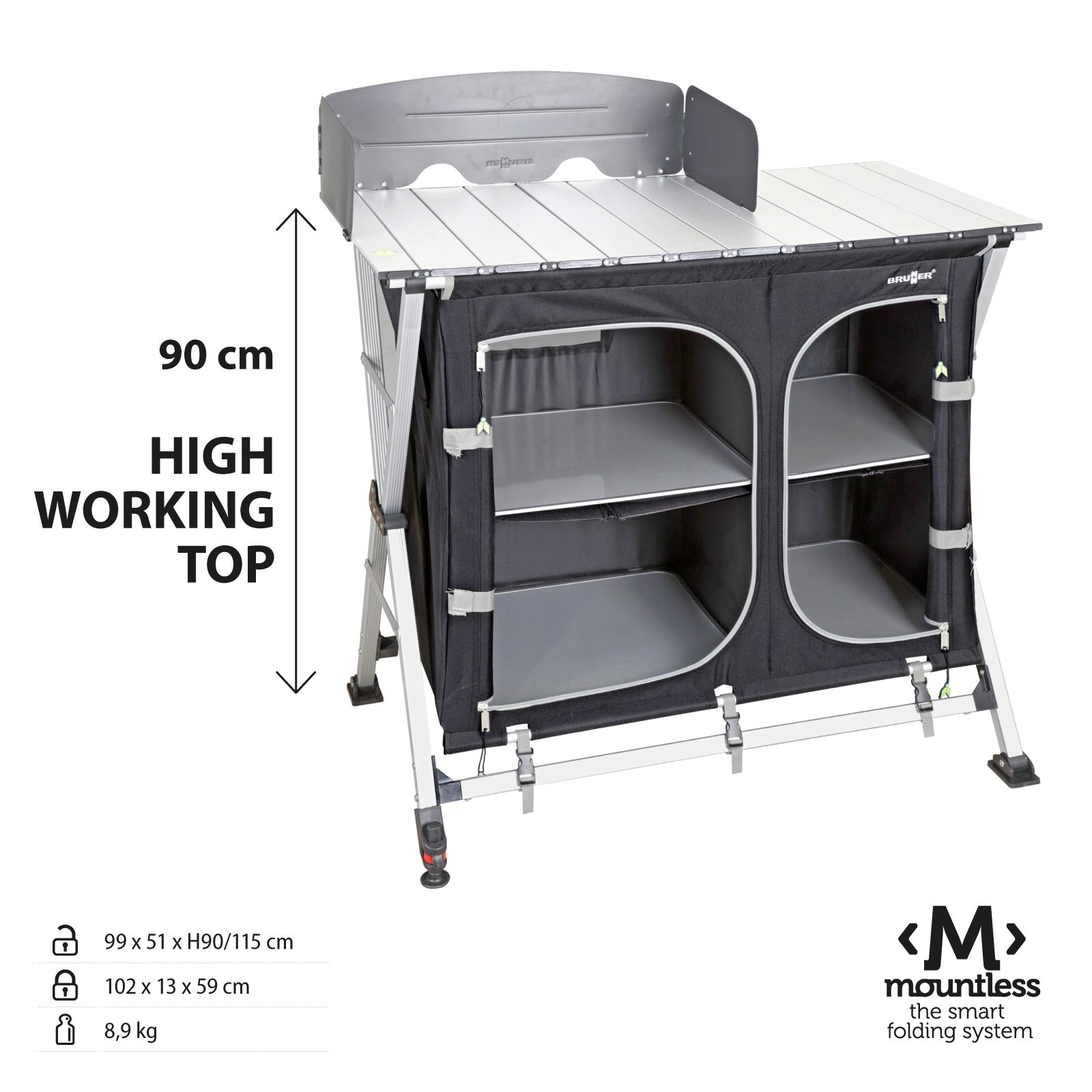 BRUNNER Campingküche Azabache CT Cross Square Kochbox Camping Schrank Küche Alu