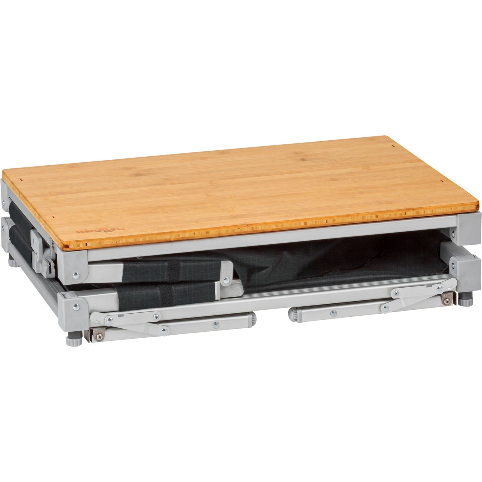 Cuisine de camping BRUNNER Azabache Cube Armoire pliante Grill Table pliante Bois de bambou