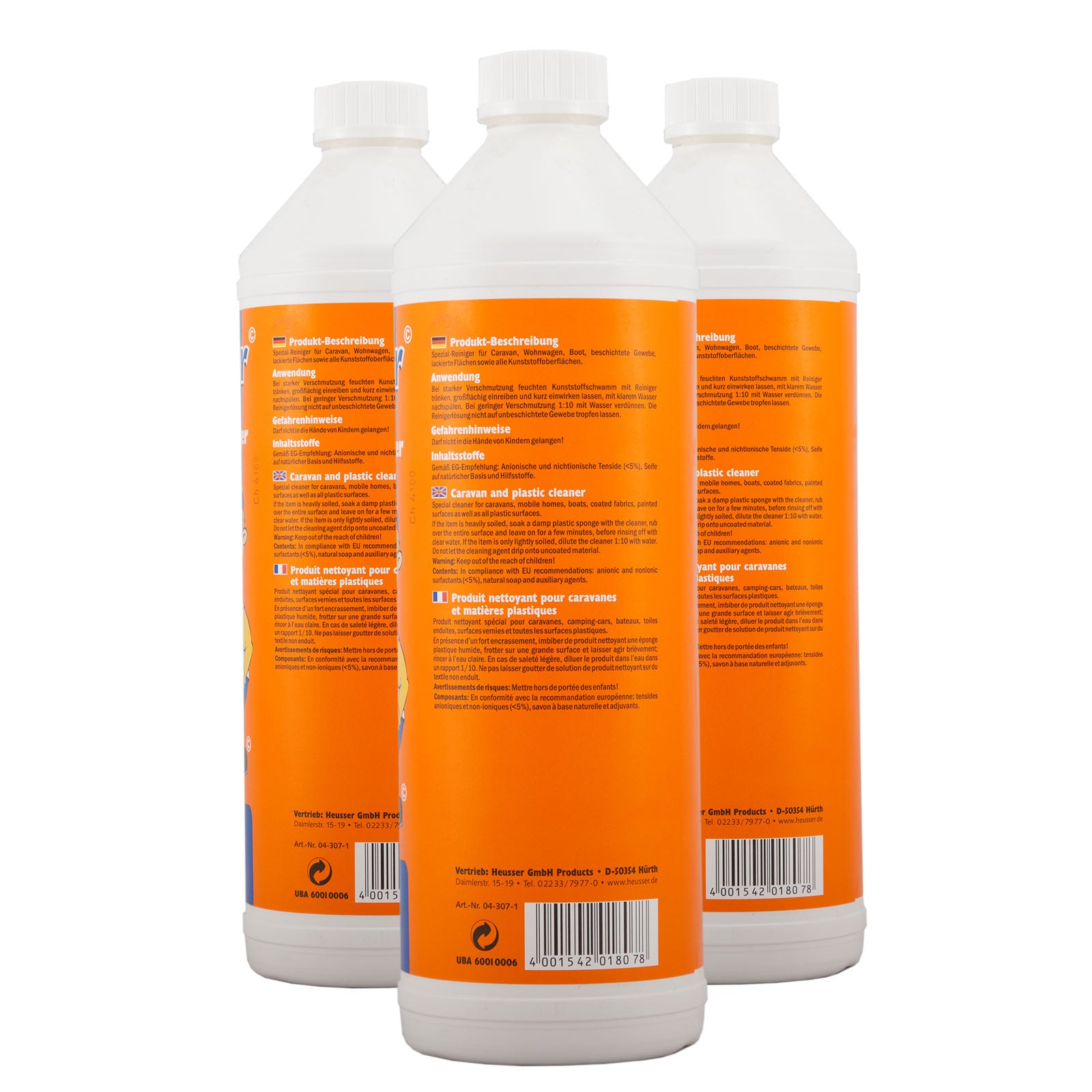 OUTDOOR 3x1L Nettoyant pour caravanes et bâches Nettoyant pour tissus Bateau Caravane Nettoyant pour voiture