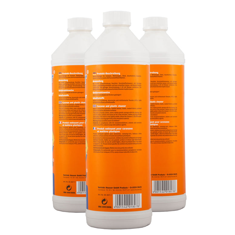 OUTDOOR 3x1L Nettoyant pour caravanes et bâches Nettoyant pour tissus Bateau Caravane Nettoyant pour voiture