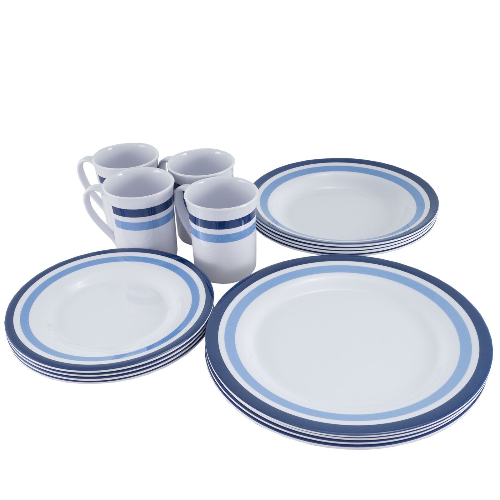 Service de table en mélamine OUTDOOR 16 pièces. Vaisselle de camping Assiettes de pique-nique de voyage