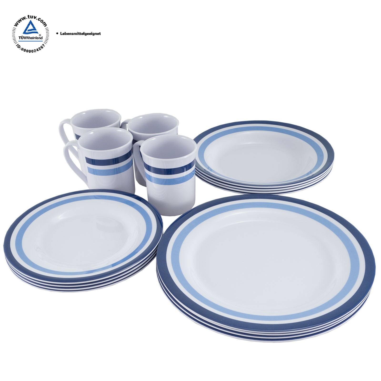 Service de table en mélamine OUTDOOR 16 pièces. Vaisselle de camping Assiettes de pique-nique de voyage