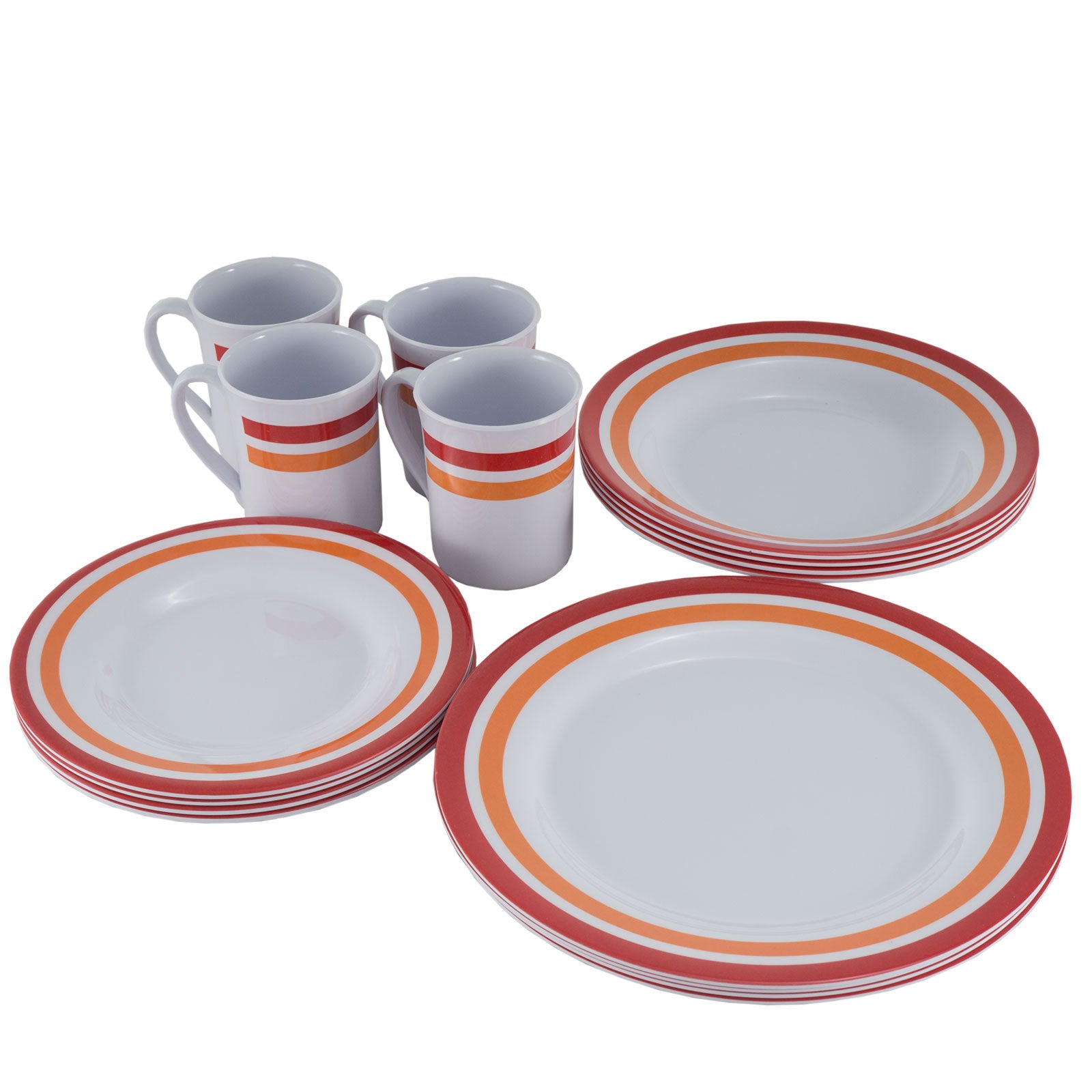 Service de table en mélamine OUTDOOR 16 pièces. Vaisselle de camping Assiettes de pique-nique de voyage