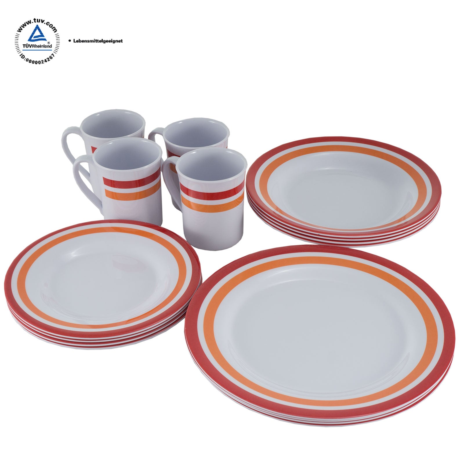 Service de table en mélamine OUTDOOR 16 pièces. Vaisselle de camping Assiettes de pique-nique de voyage