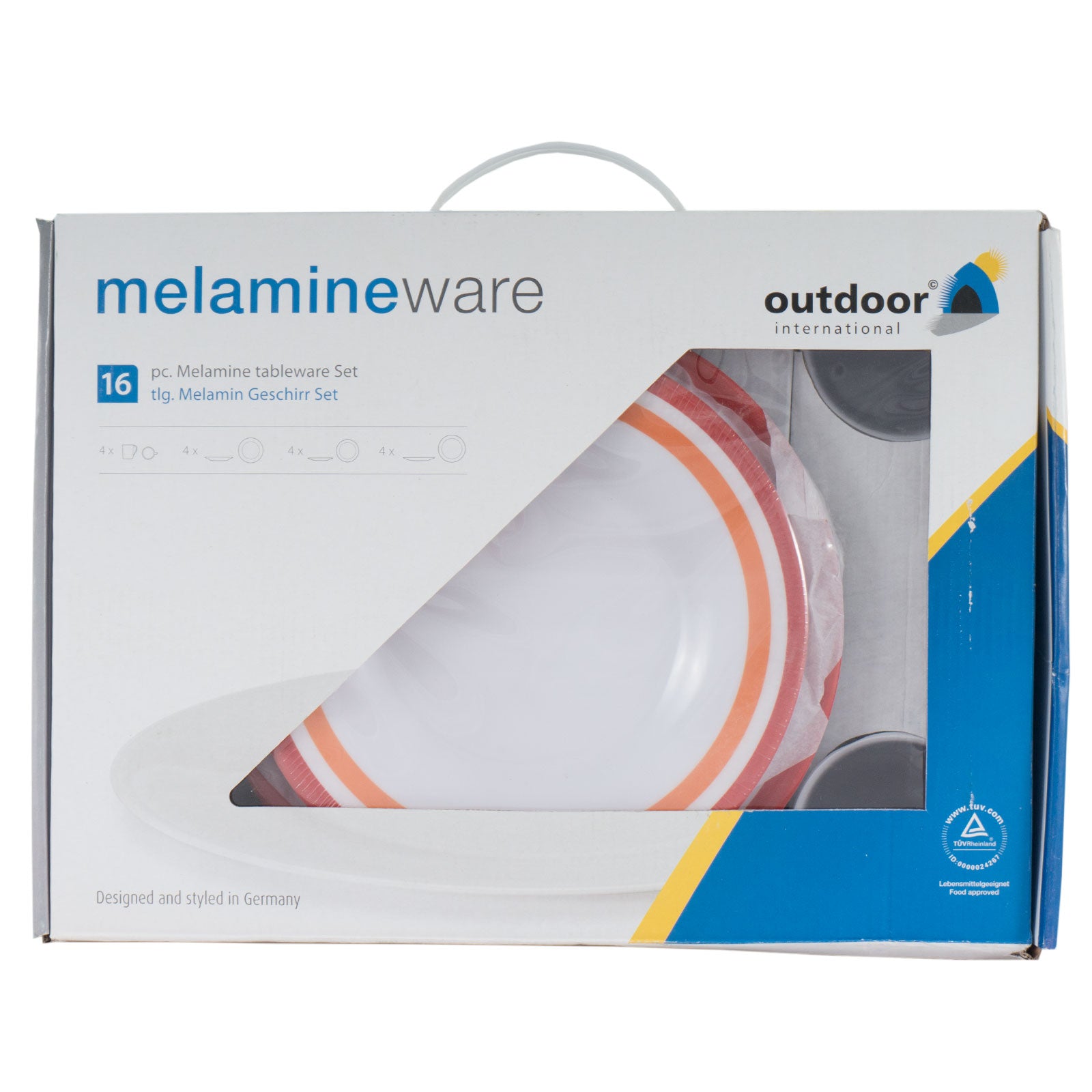 Service de table en mélamine OUTDOOR 16 pièces. Vaisselle de camping Assiettes de pique-nique de voyage
