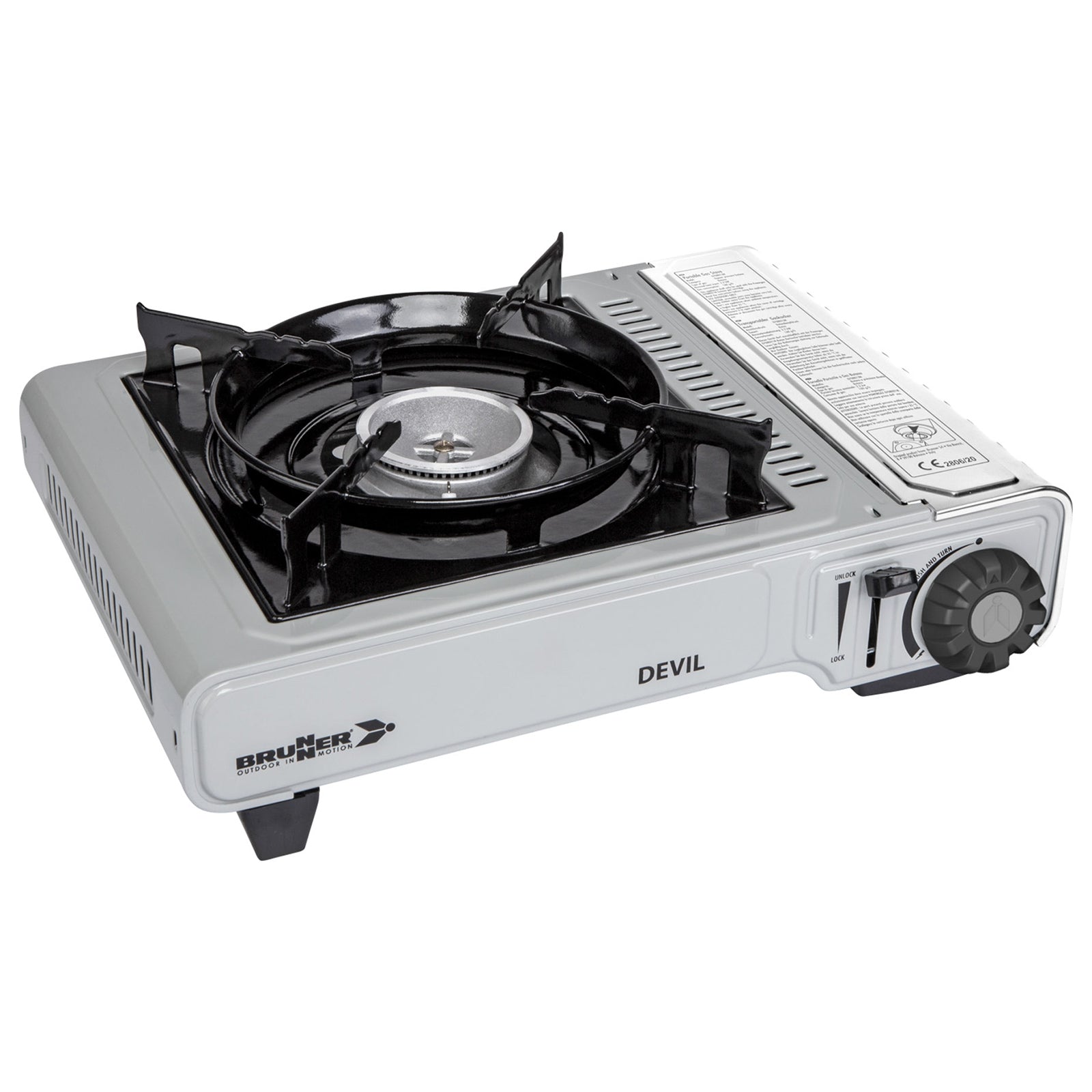 Réchaud à gaz de camping BRUNNER Devil, réchaud à cartouche de gaz, gril de table piézoélectrique 2200 W