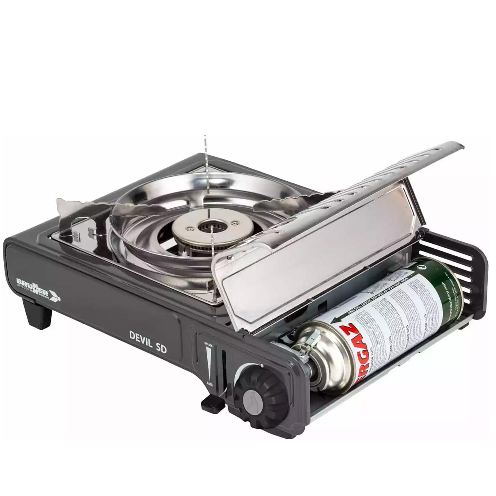 BRUNNER Réchaud de camping à gaz Devil SD NG Réchaud à cartouches de gaz et barbecue de table 2200 W