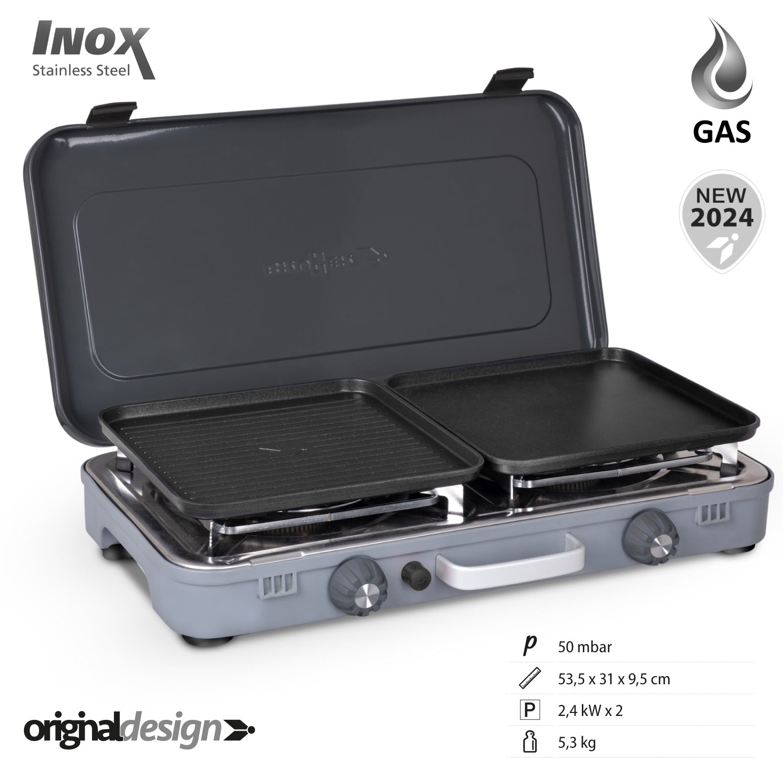 Réchaud à gaz BRUNNER Devil Kookmaster GP, réchaud de camping 2 feux, 2 x 2400 W