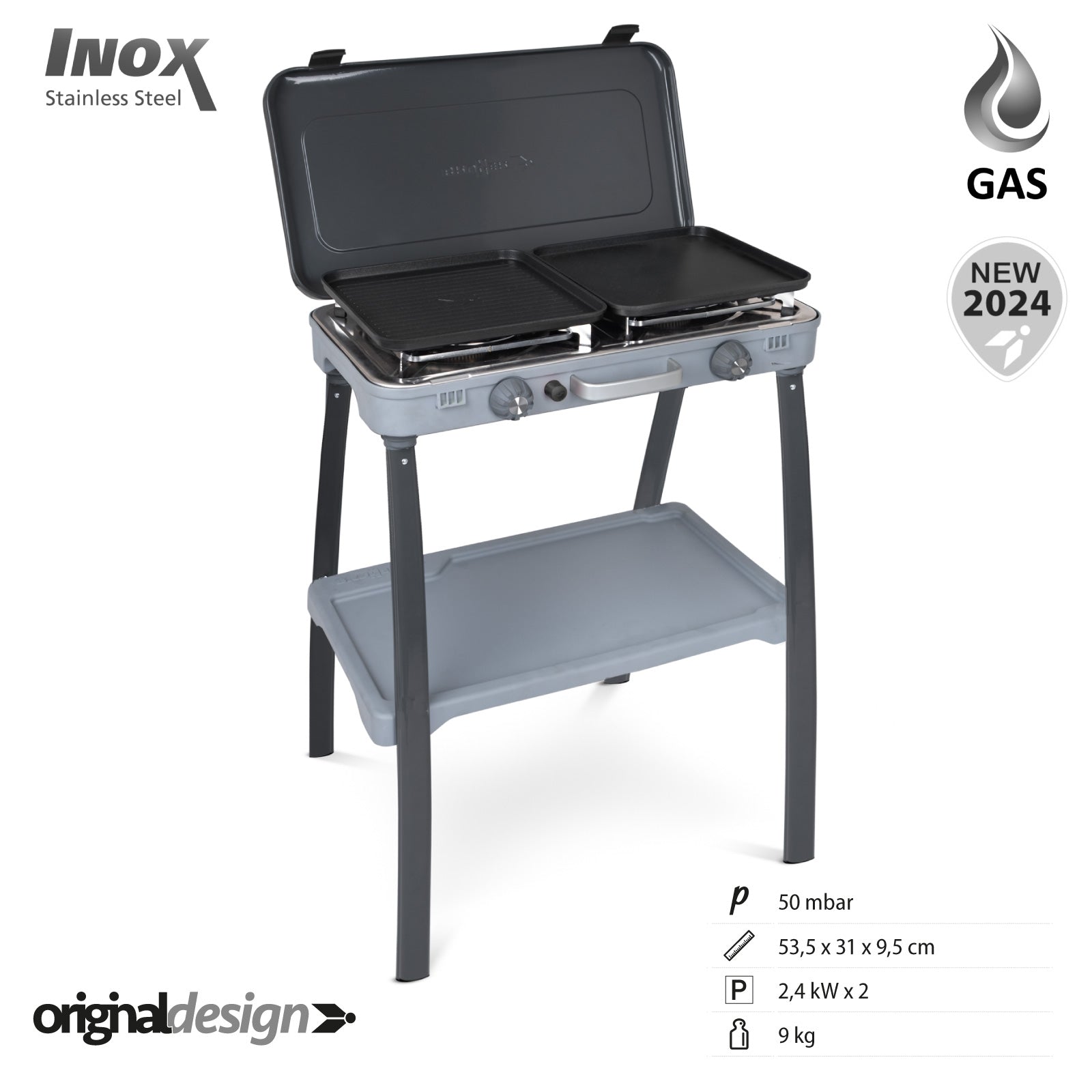 Réchaud à gaz BRUNNER Devil Kookmaster SA, réchaud de camping 2 feux, 2 x 2400 W