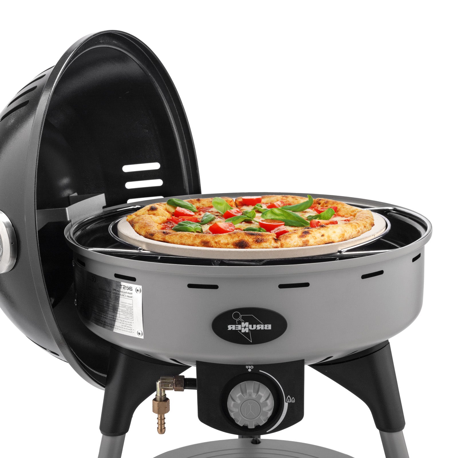 BRUNNER Plaque à pizza ronde en pierre pour camping et extérieur, accessoires pour four et pain, 34 cm