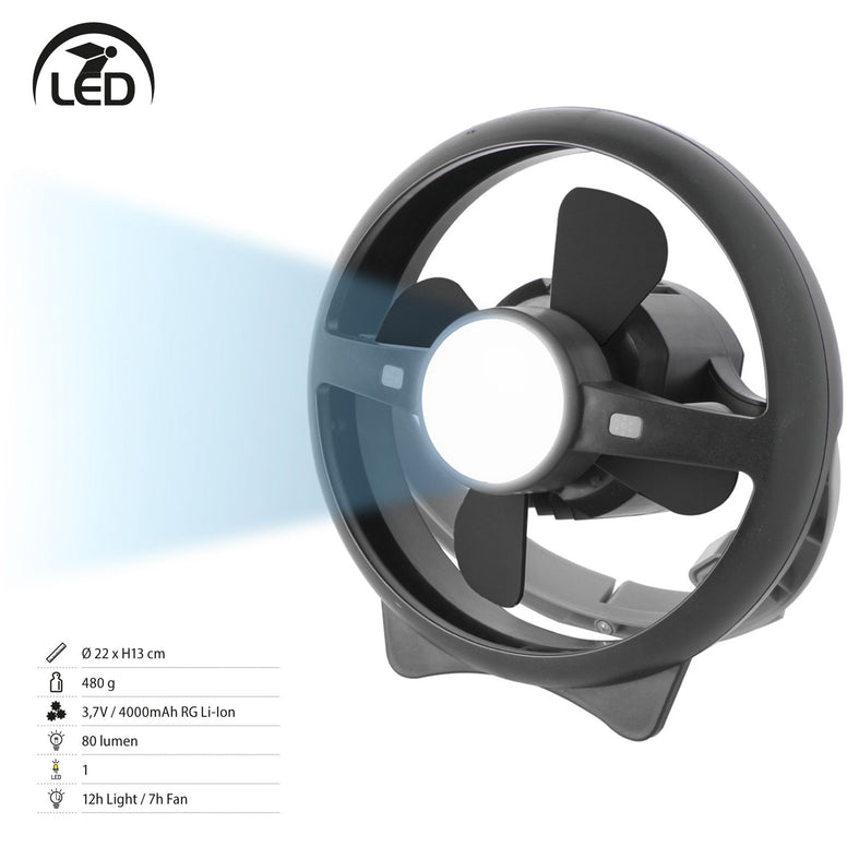 BRUNNER Lampe de camping avec ventilateur Atmo RG Lanterne suspendue d'extérieur LED rechargeable par USB