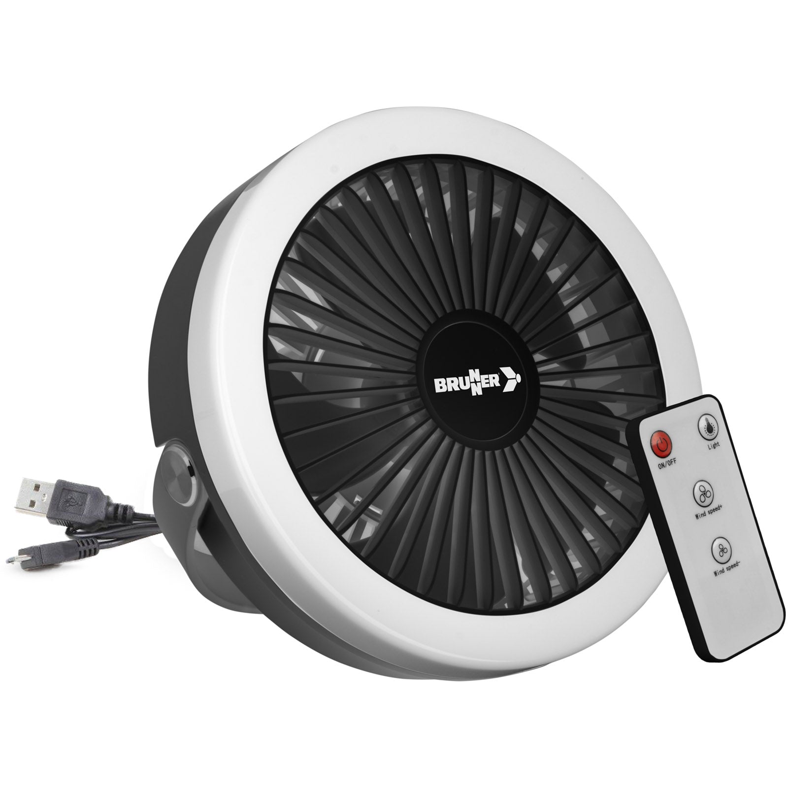 Lampe de camping BRUNNER avec ventilateur Moonbelle, lanterne suspendue d'extérieur rechargeable à LED