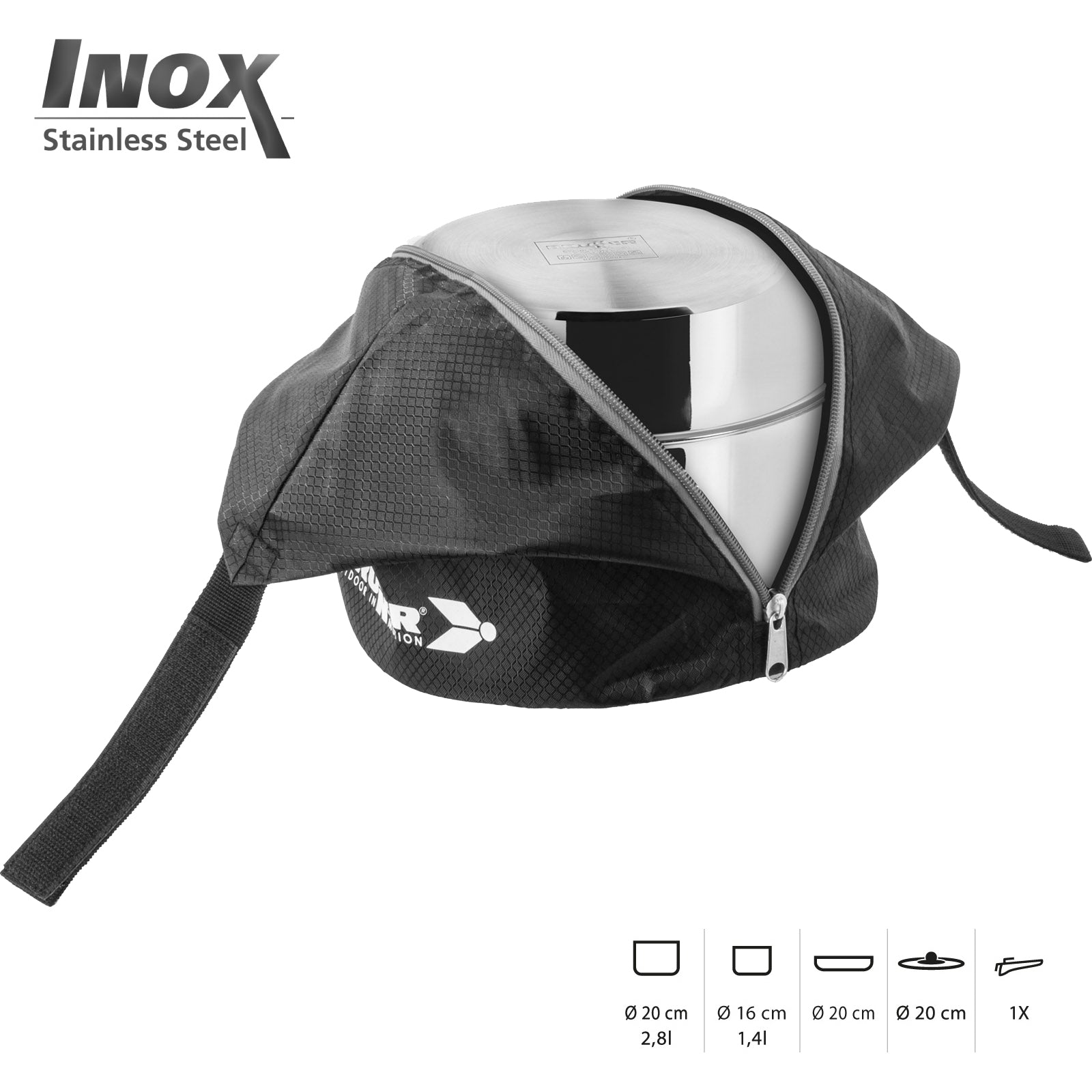Ensemble de cuisine de camping BRUNNER Academy Mini 20 cm, casserole et poêle pour cuisine d'extérieur