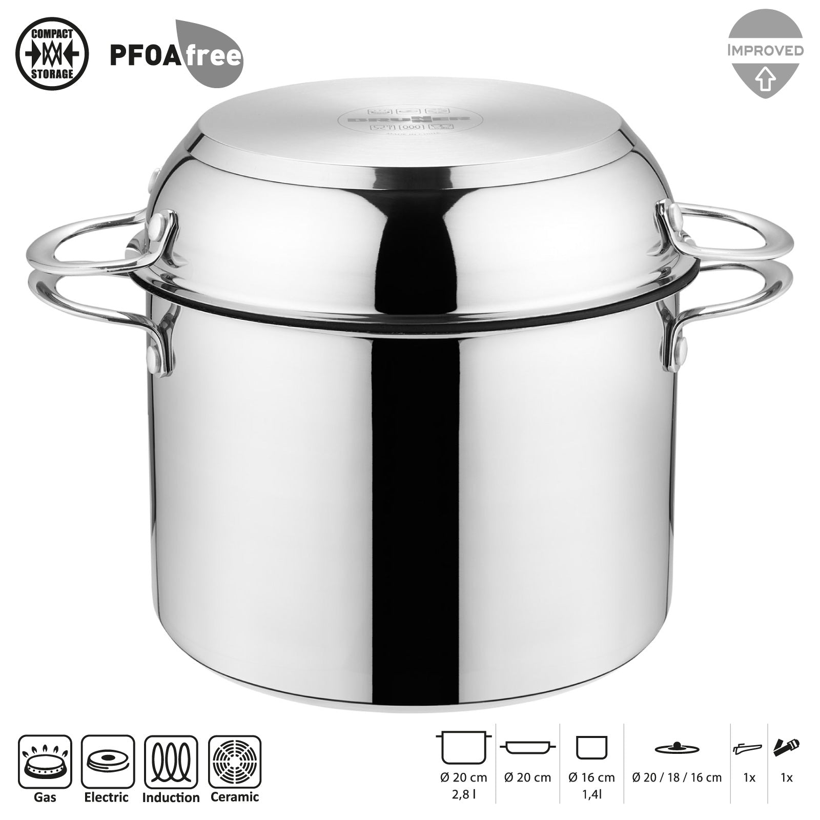 BRUNNER Camping Koch Geschirr Set Academy NG 5+1 20 cm Outdoor Küche Topf Pfanne