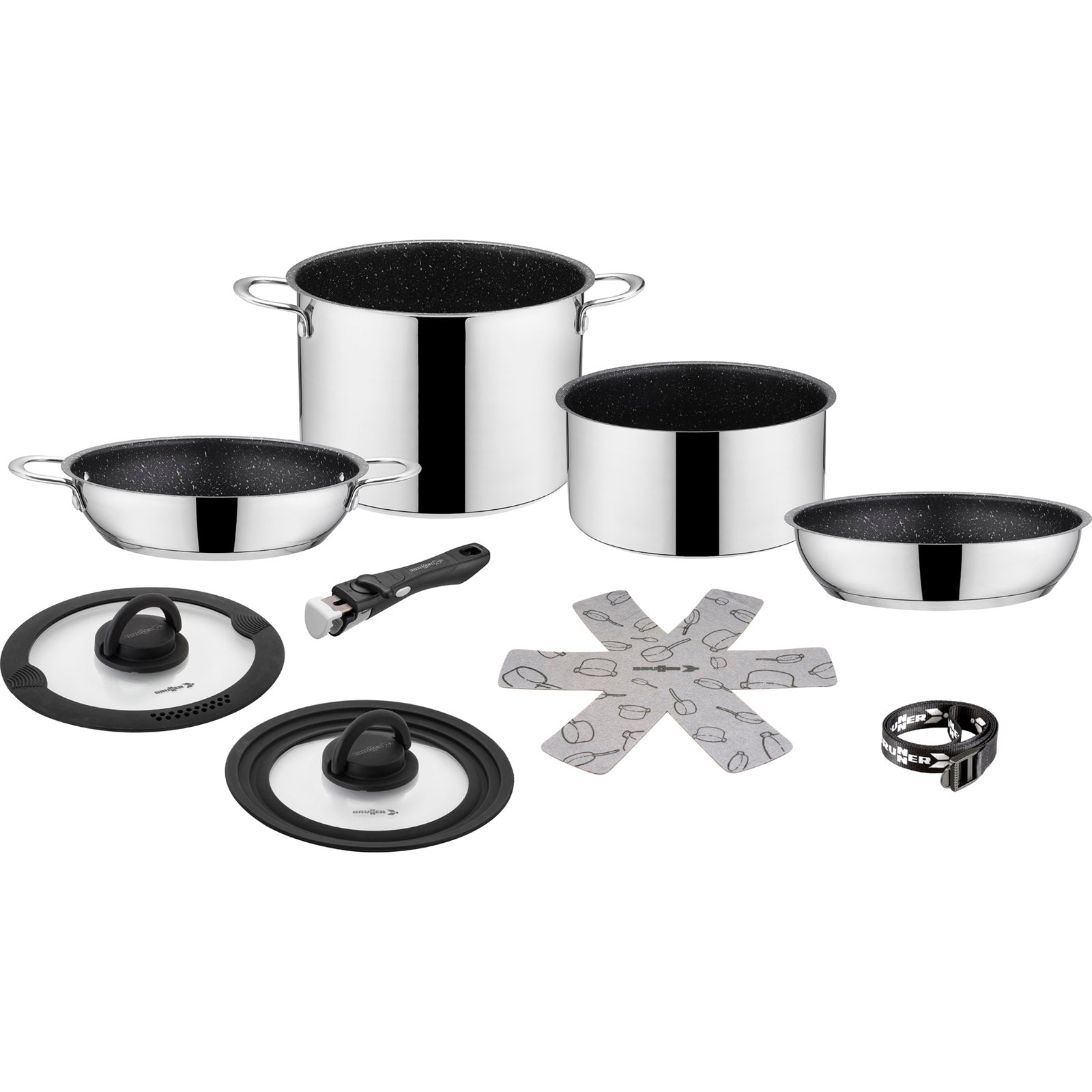 BRUNNER Camping Koch Geschirr Set Academy NG 7+1 22 cm Outdoor Küche Topf Pfanne