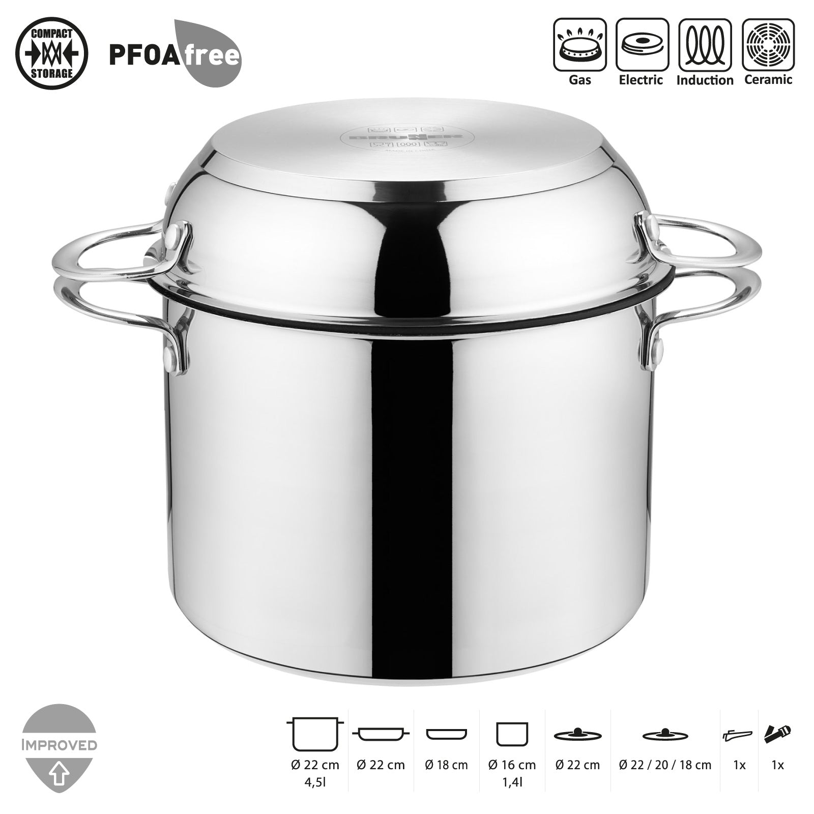 BRUNNER Camping Cooking Set Academy NG 7+1 22 cm Outdoor Kitchen Pot Pan