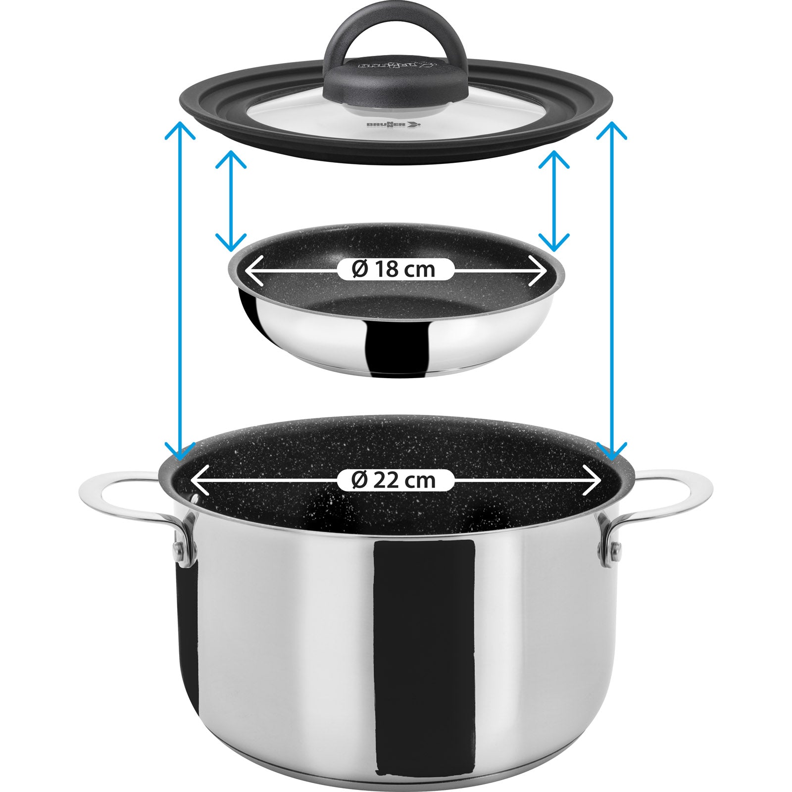 BRUNNER Camping kookset Academy NG 7+1 22 cm Outdoor-keukenpan