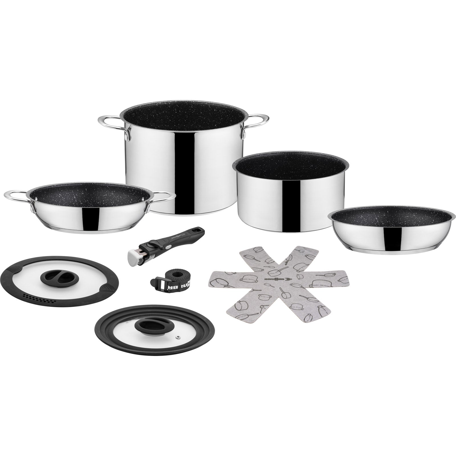 BRUNNER Camping Cookware Set Academy HIGH NG 7+1 22 cm Outdoor Pot Pan