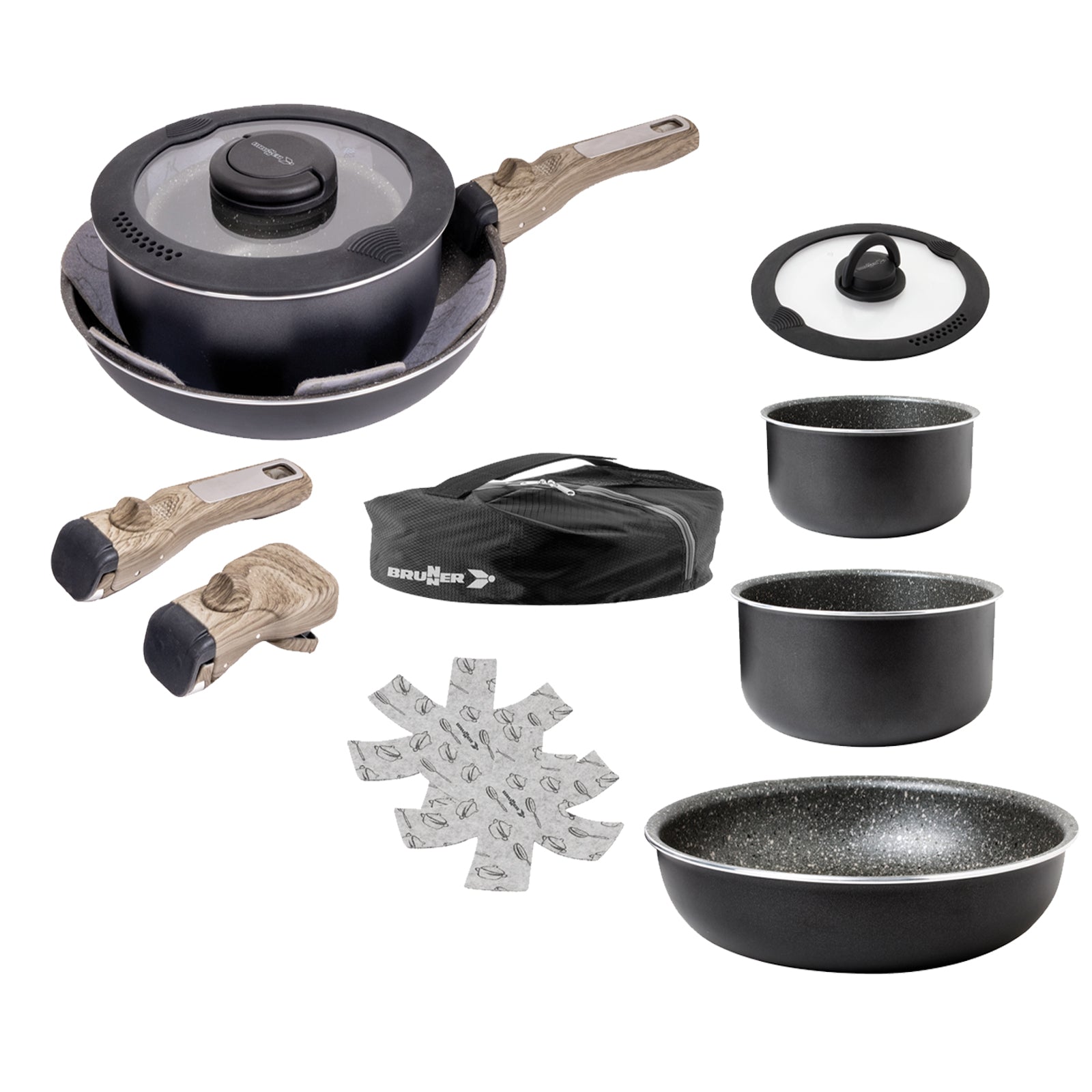 BRUNNER Set de cuisine de camping Pirate Spacemaster Ø 26 cm : casserole et poêle d'extérieur