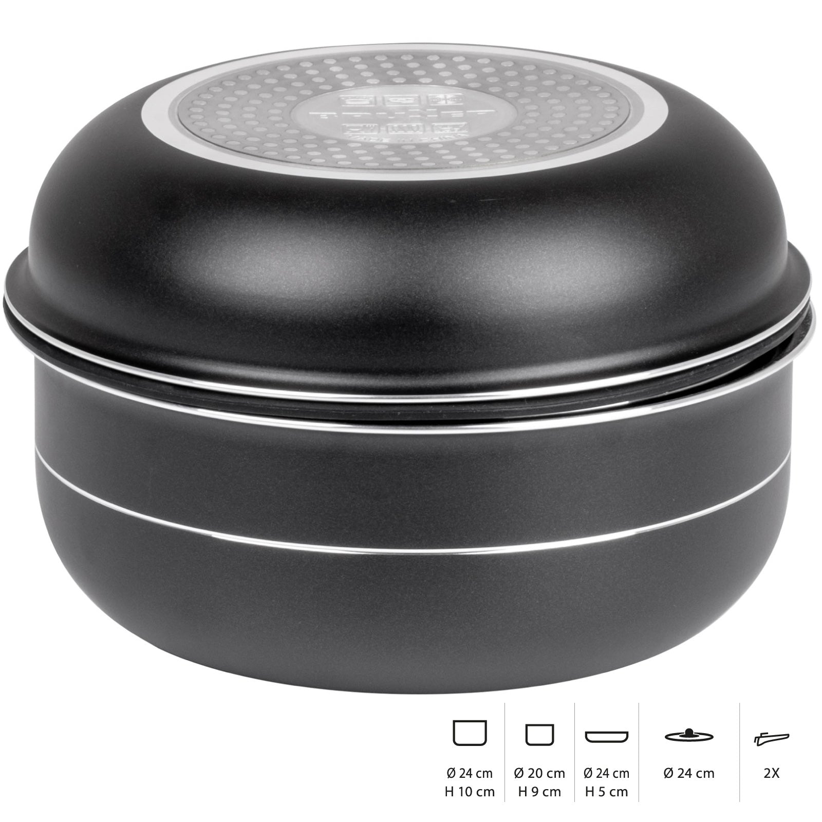 BRUNNER Camping Koch Geschirr Set Pirate Spacemaster Ø24 cm Outdoor Topf Pfanne