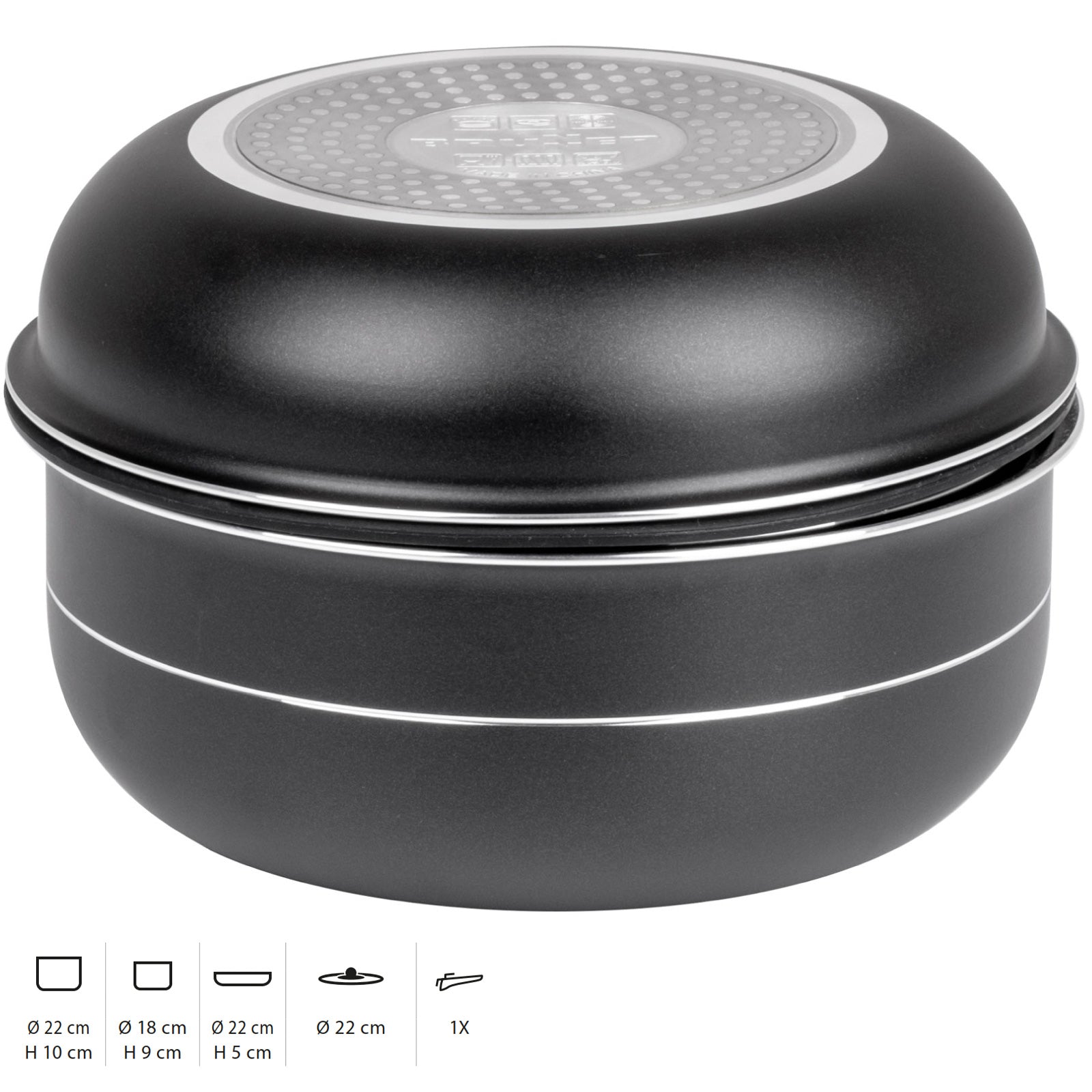 BRUNNER Camping Koch Geschirr Set Pirate Spacemaster 22 cm Outdoor Topf Pfanne