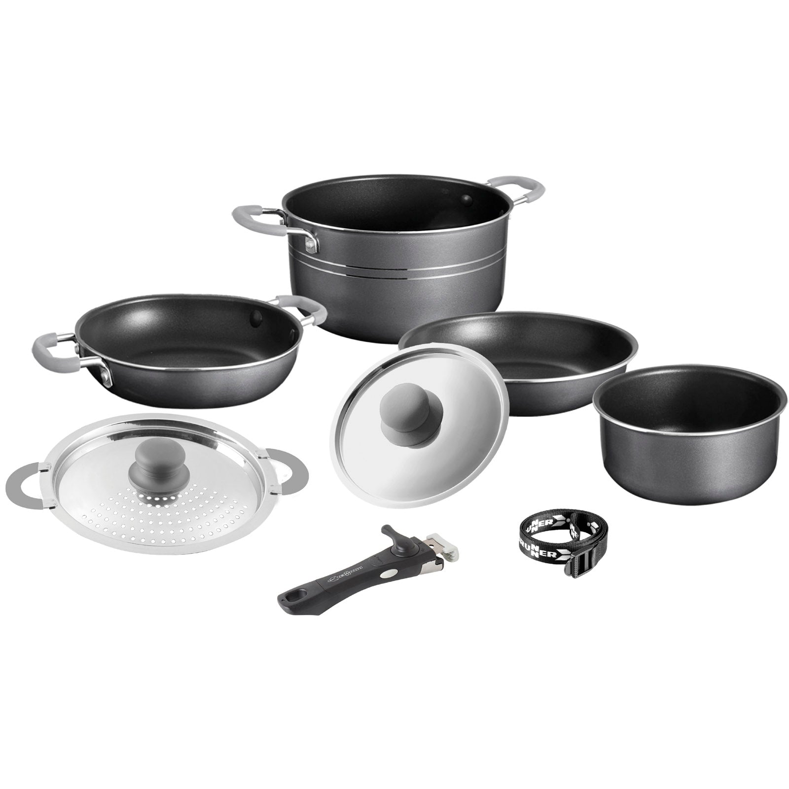 BRUNNER Ensemble de cuisine de camping Flavor 7+1 casseroles et poêles de 20 cm en aluminium