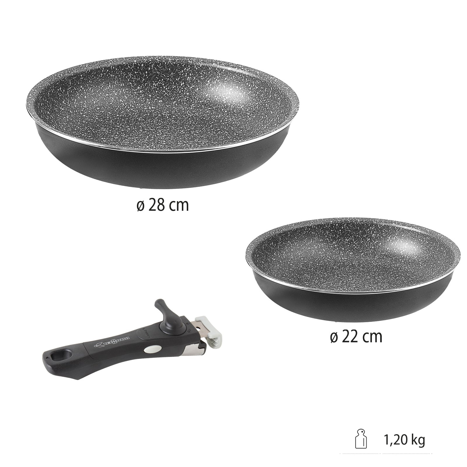 BRUNNER Pan Set Pirate Pan 3 Stone Rock Outdoor Camping Frying Pan Ø22/28 cm