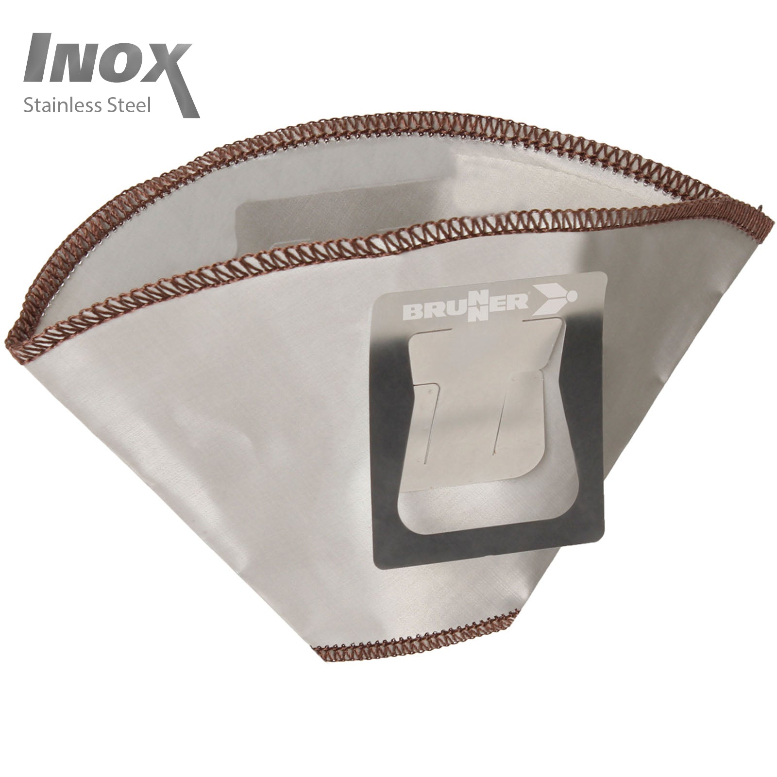 BRUNNER Porte-sac filtre à café permanent, clip pour machine de camping, acier inoxydable, pliable