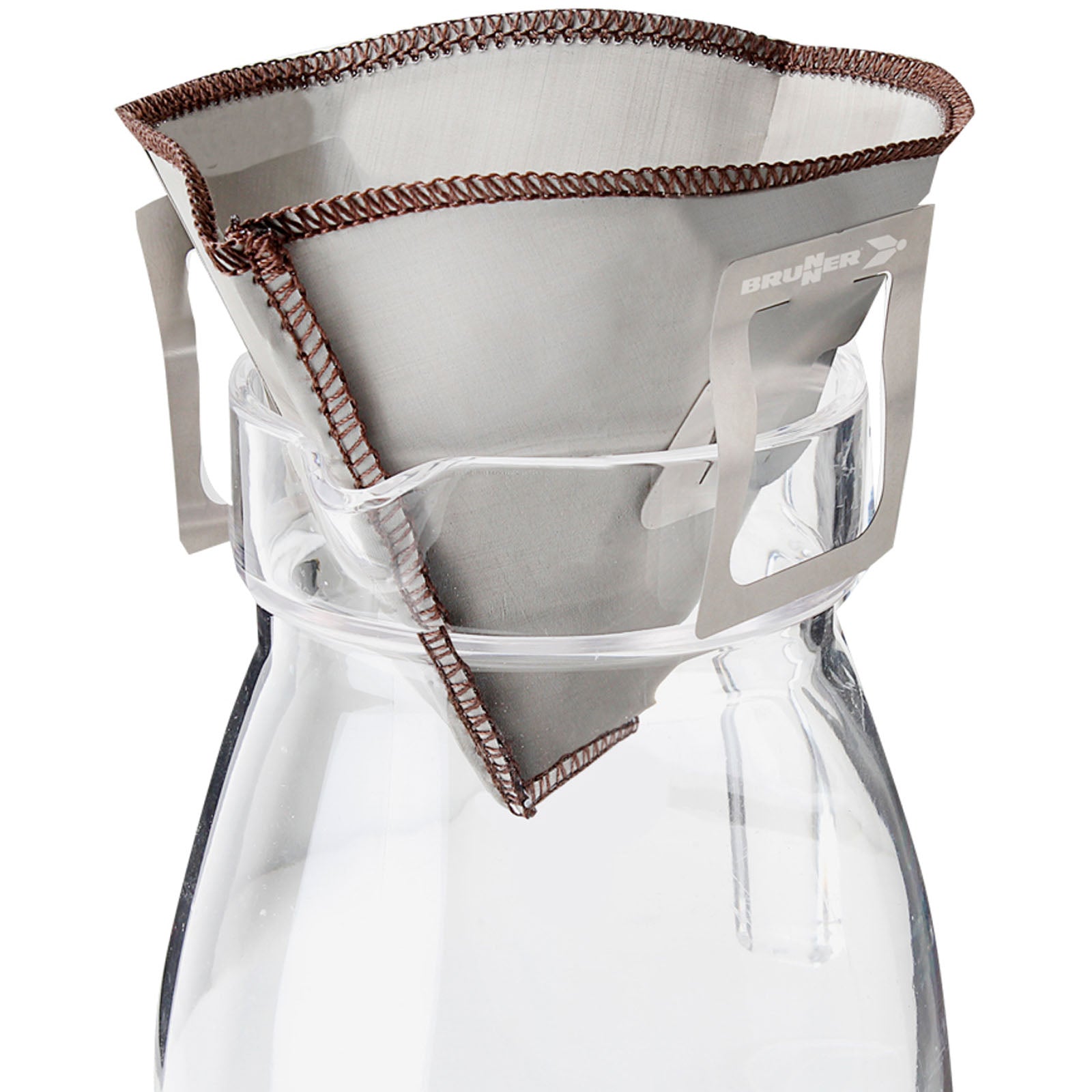 BRUNNER Porte-sac filtre à café permanent, clip pour machine de camping, acier inoxydable, pliable
