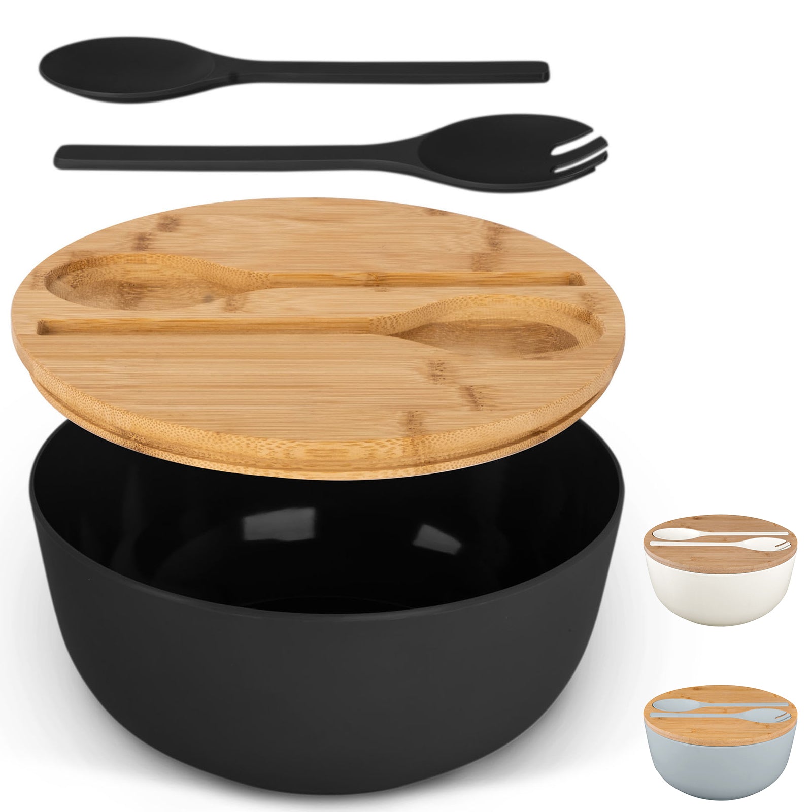 BRUNNER Camping Salatschüssel Greenkick Brett Salat Besteck Melamin Ba