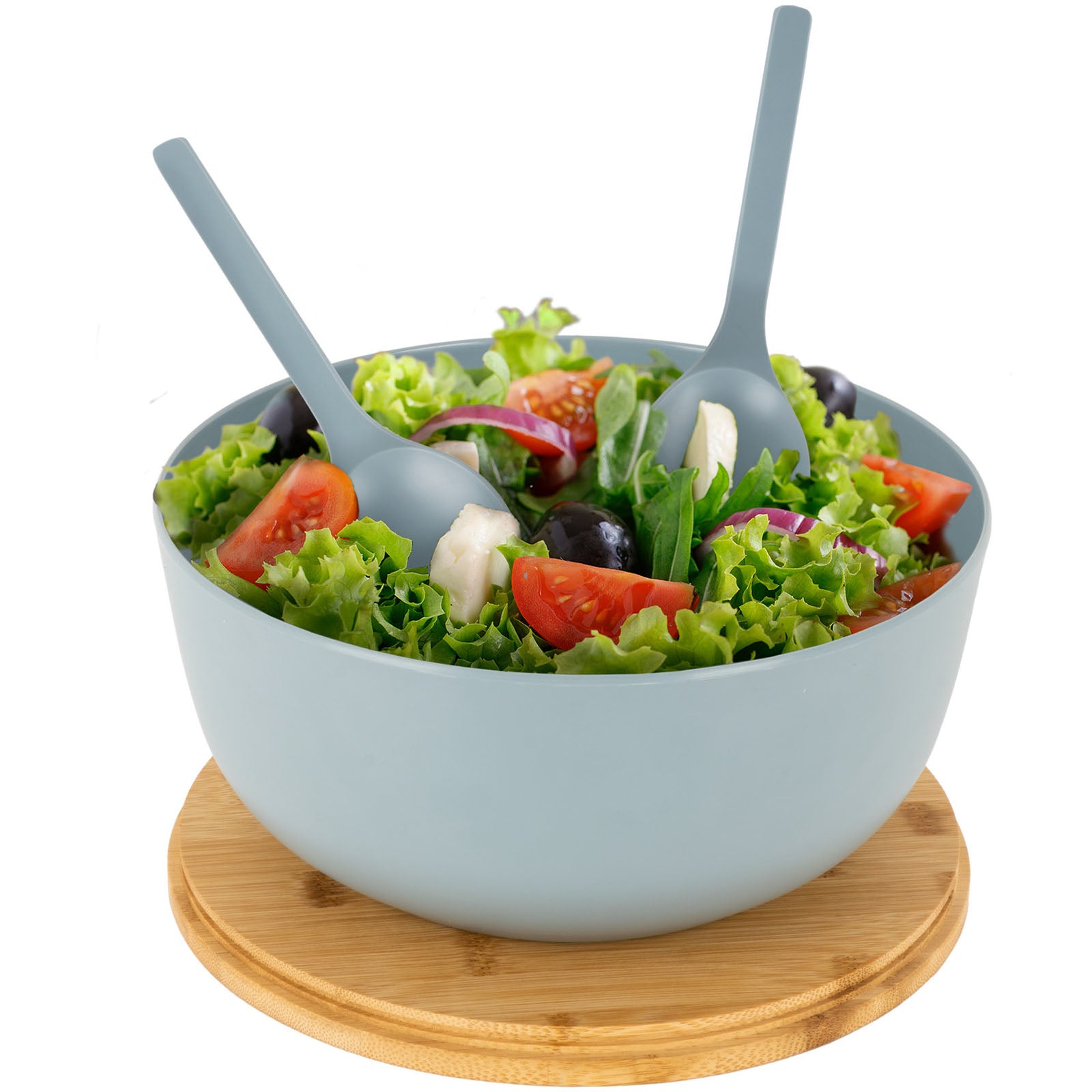 BRUNNER Camping Salatschüssel Greenkick Brett Salat Besteck Melamin Bambus Ø25cm