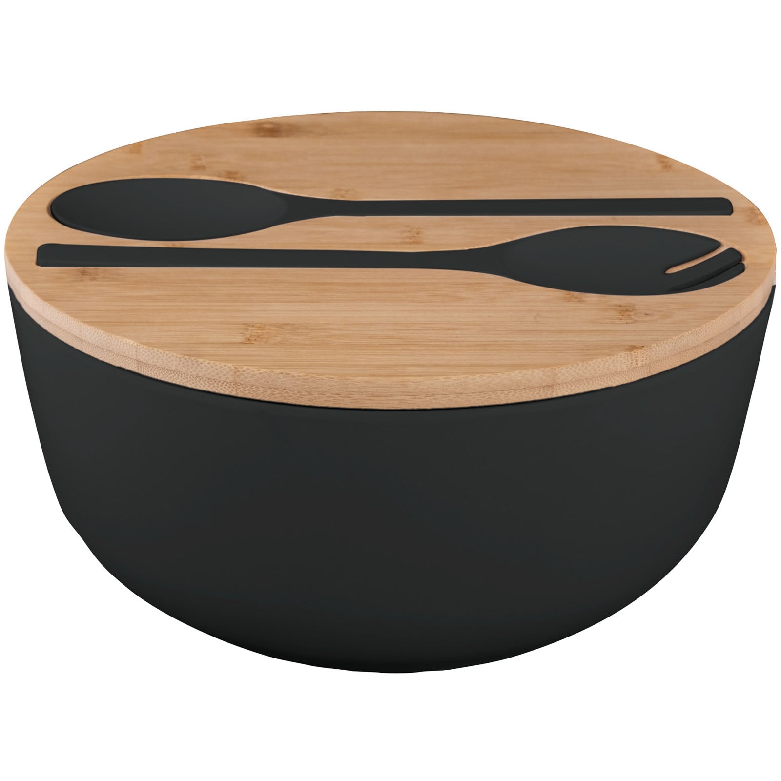 BRUNNER Camping Salatschüssel Greenkick Brett Salat Besteck Melamin Bambus Ø25cm